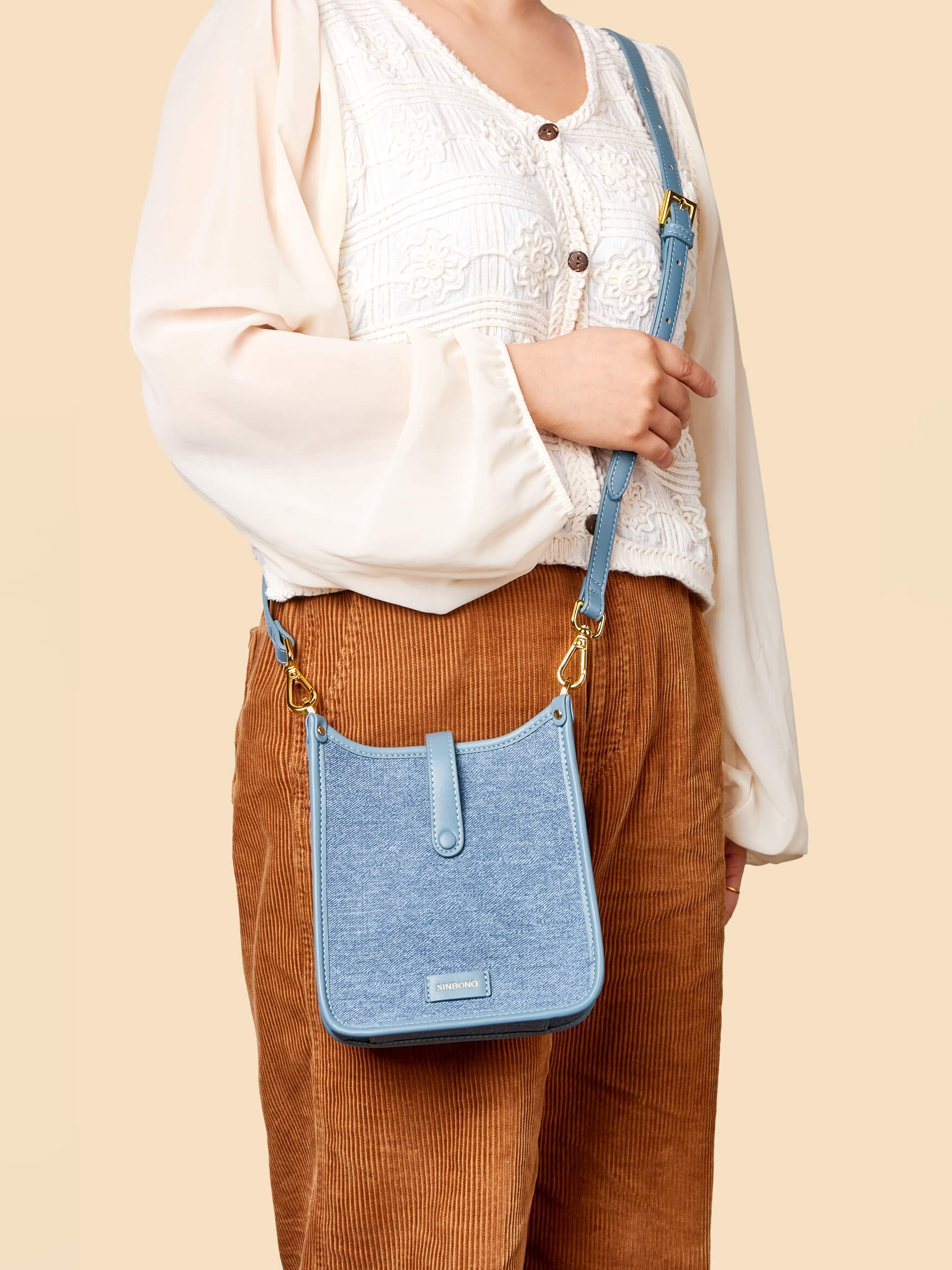 SINBONO Blue Crossbody Bag- High-quality Soft Vegan Leather Bag