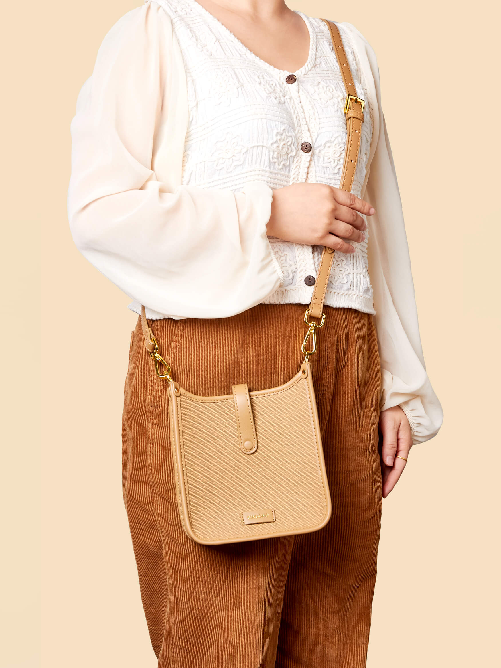 SINBONO Brown Crossbody Bag- High-quality Soft Vegan Leather Bag