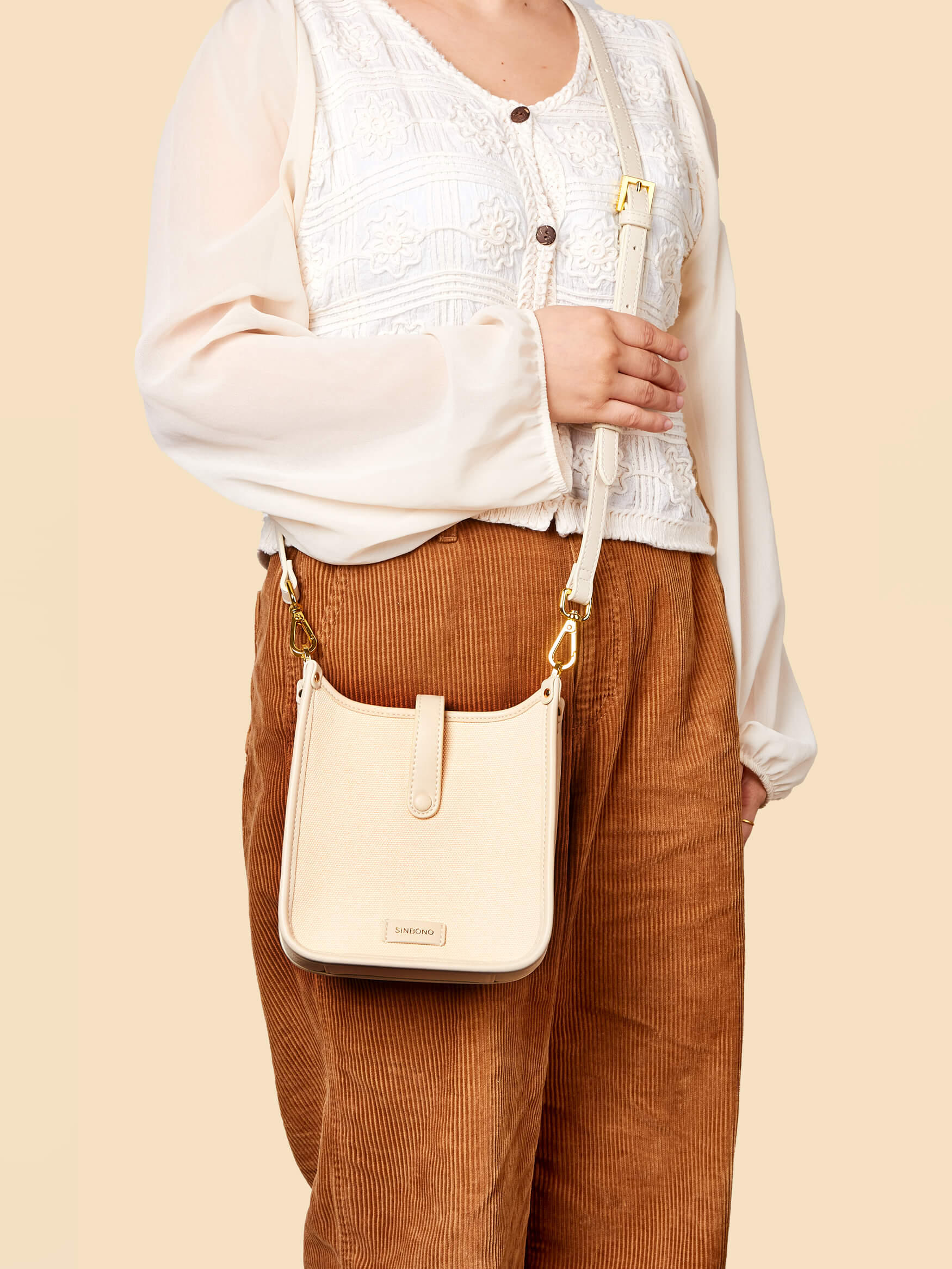 SINBONO Ivory Crossbody Bag- High-quality Soft Vegan Leather Bag