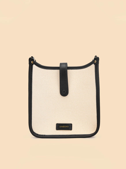 SINBONO Ivory&Black Crossbody Bag- High-quality Soft Vegan Leather Bag