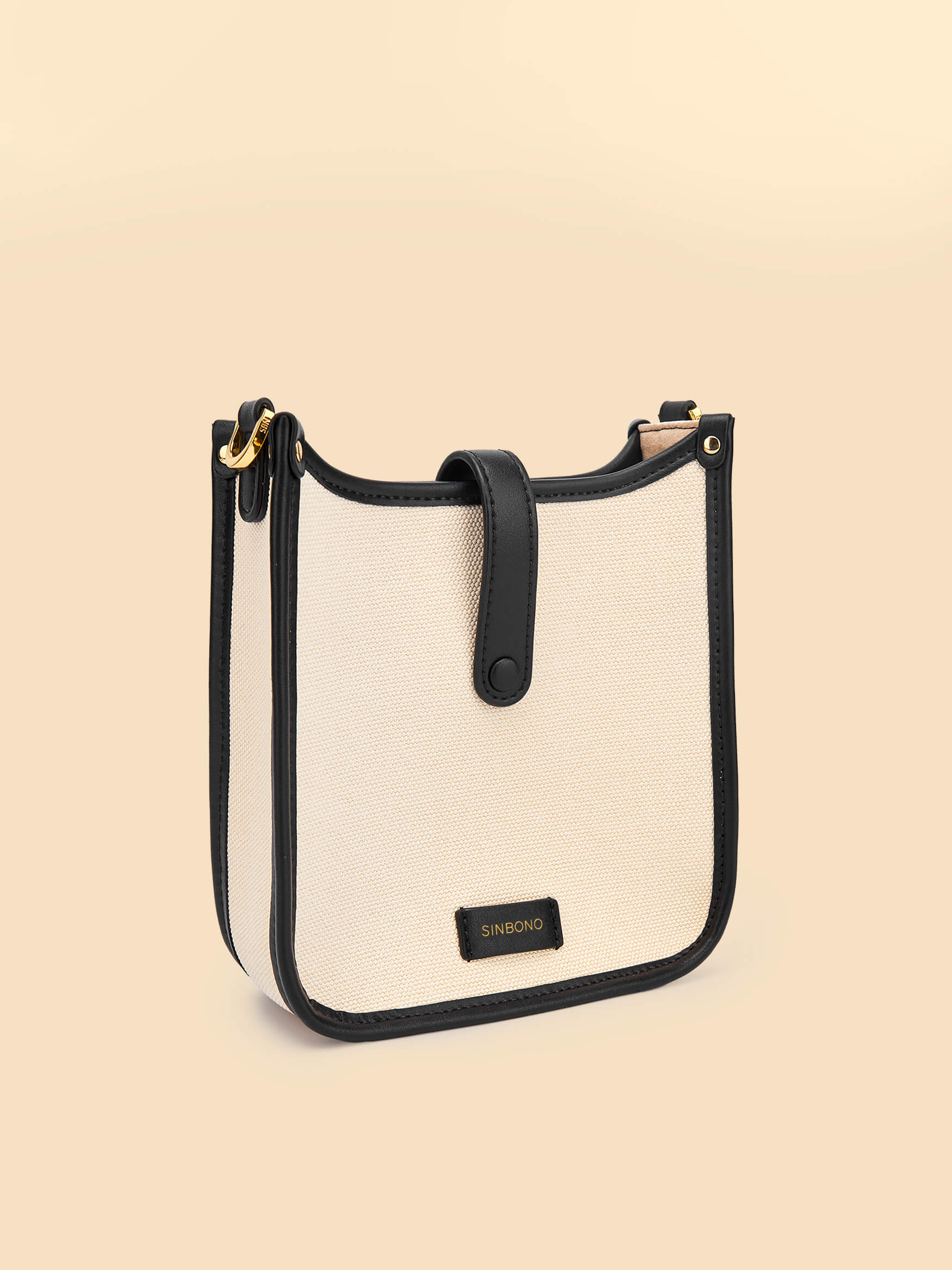 SINBONO Ivory&Black Crossbody Bag- High-quality Soft Vegan Leather Bag