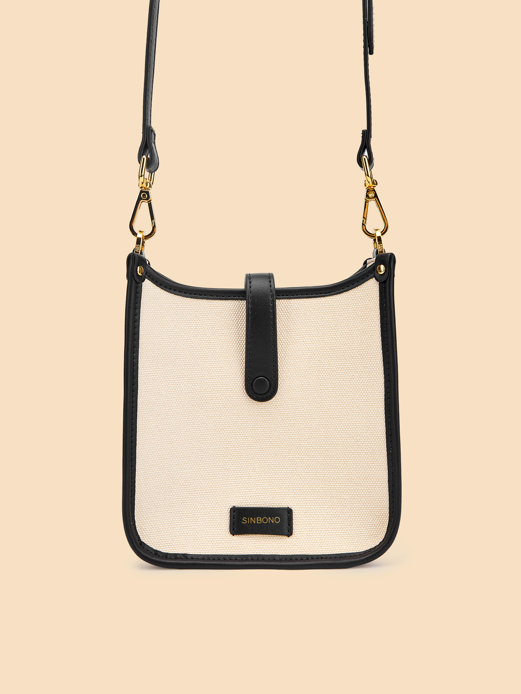 SINBONO Ivory&Black Crossbody Bag- High-quality Soft Vegan Leather Bag