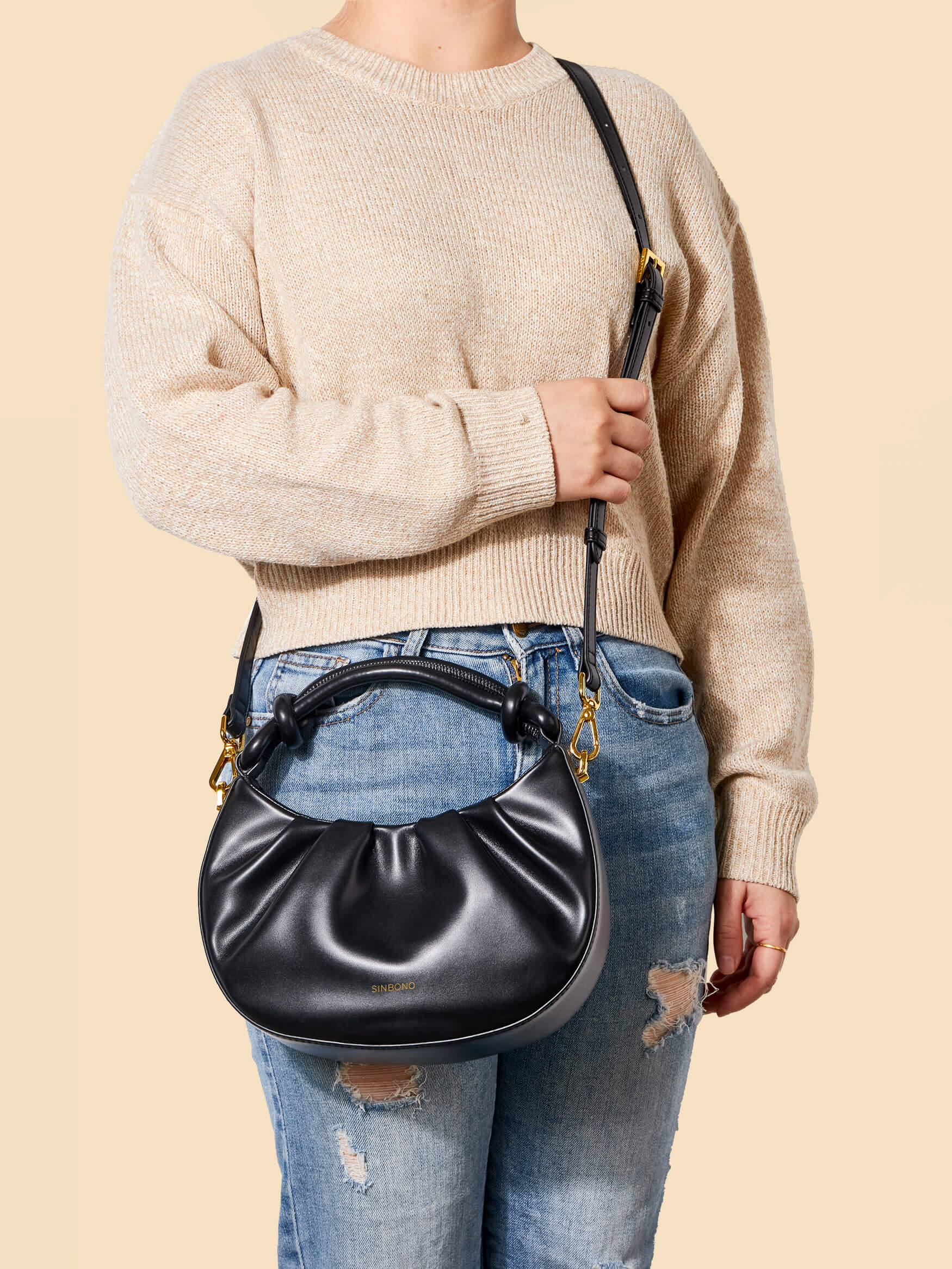 Cate Top Handle Crossbody Bag  - Black