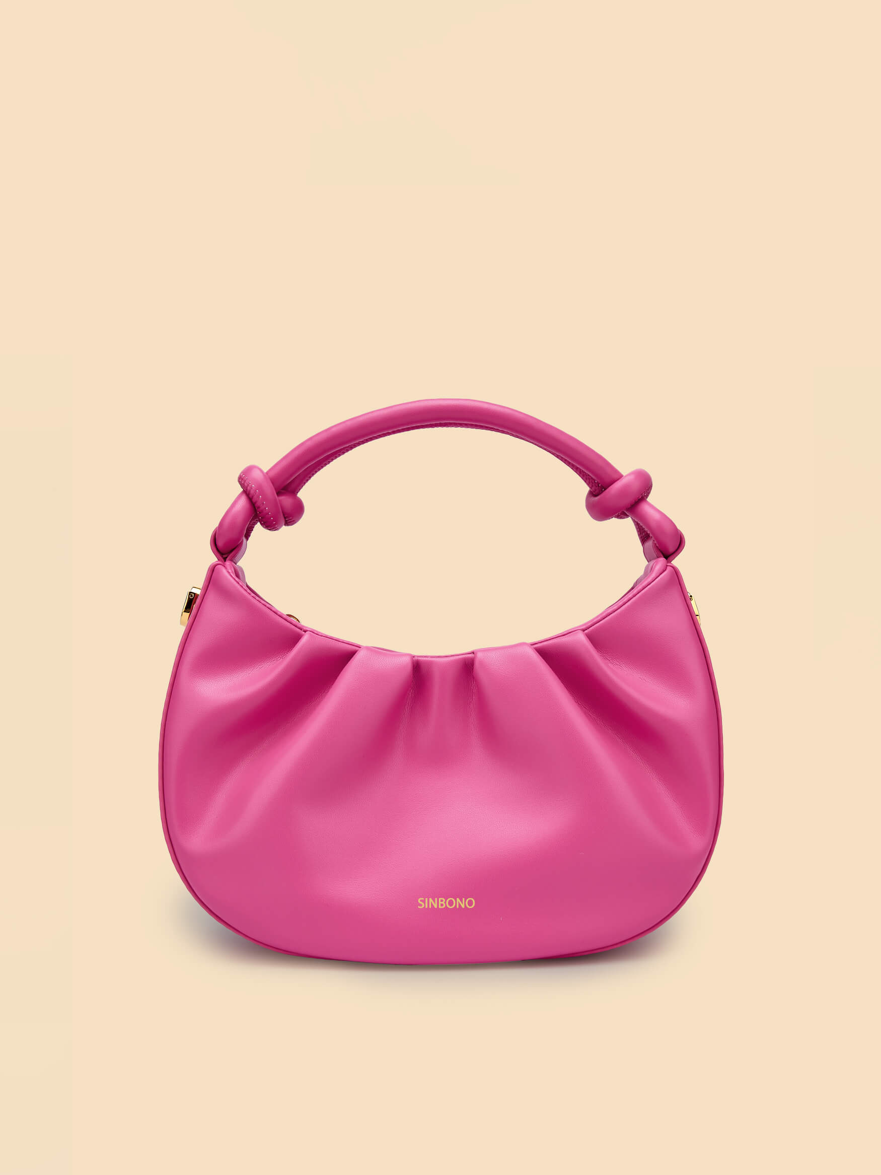 SINBONO Cate Bright Pink Leather Handbags -Vegan Leather Women Bag