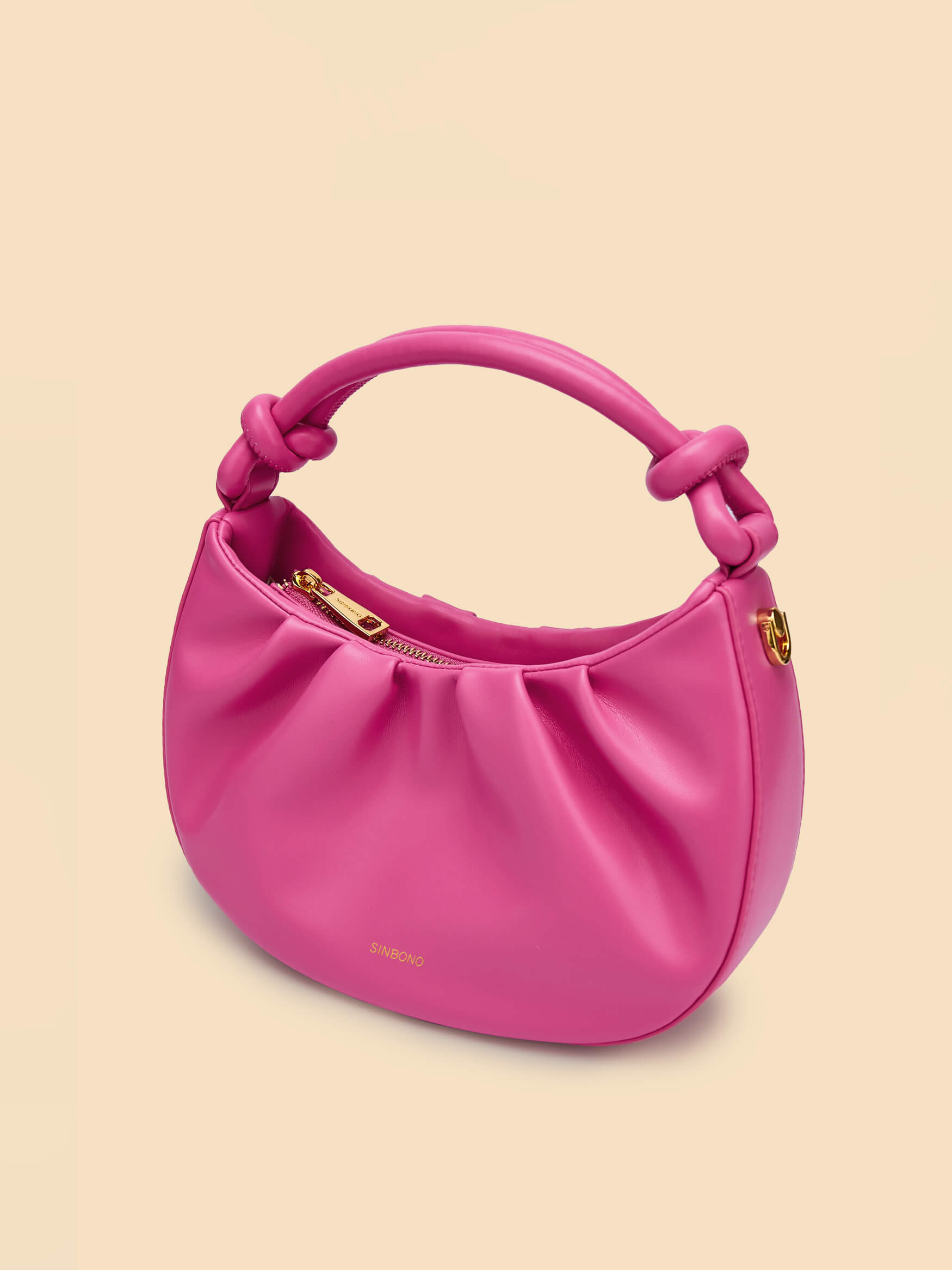 SINBONO Cate Bright Pink Leather Handbags -Vegan Leather Women Bag