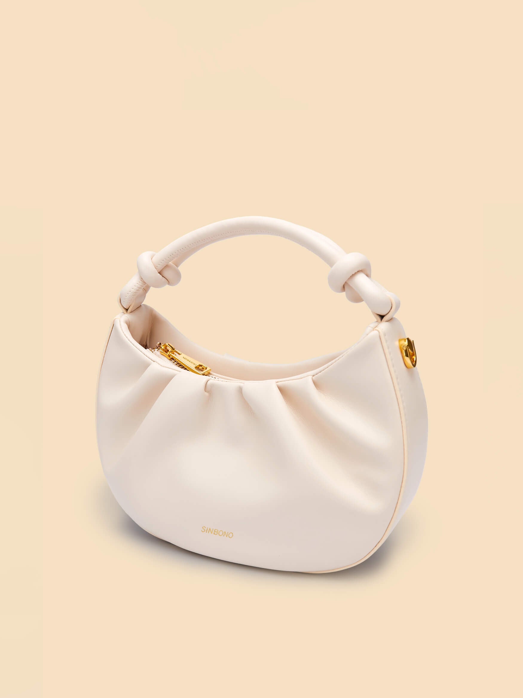 SINBONO Cate Ivory Leather Handbags -Vegan Leather Women Bag