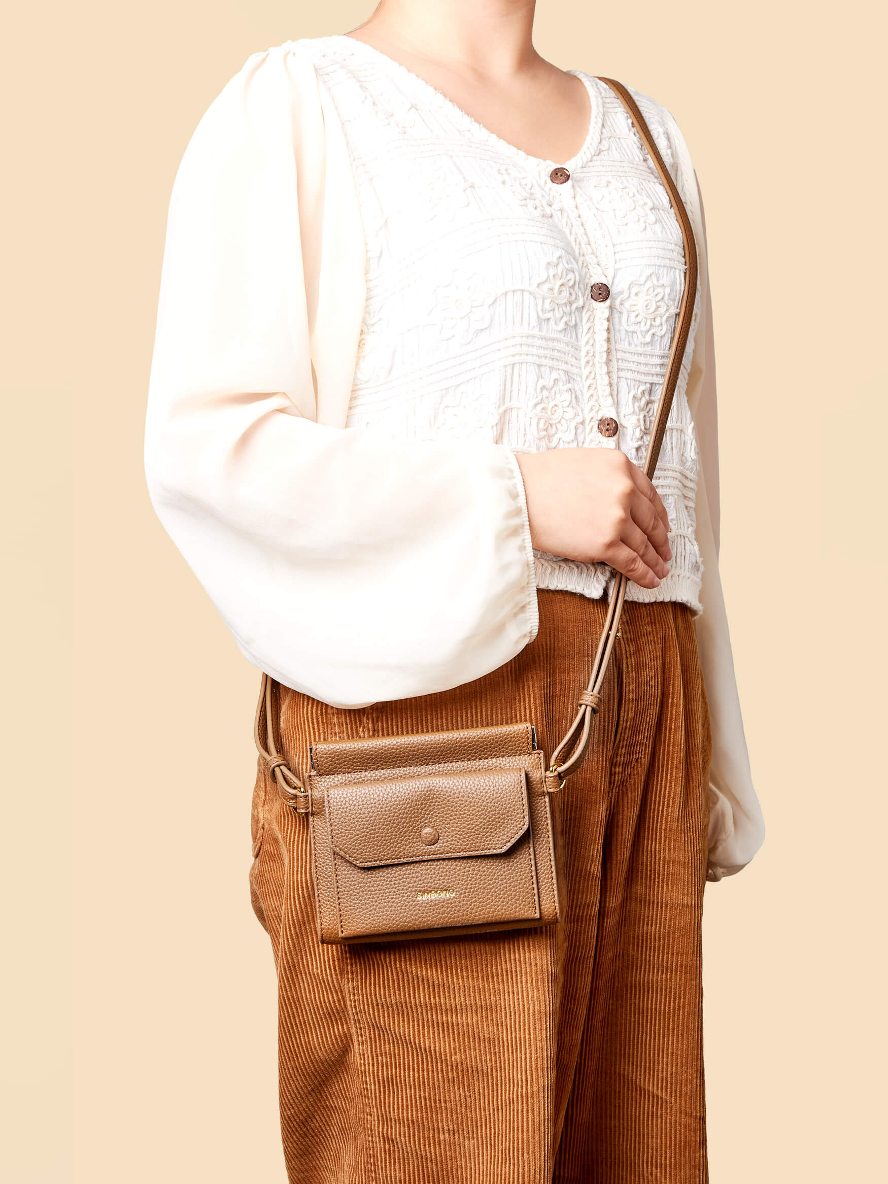 SINBONO Brown Crossbody Bag- High-quality Soft Vegan Leather Bag