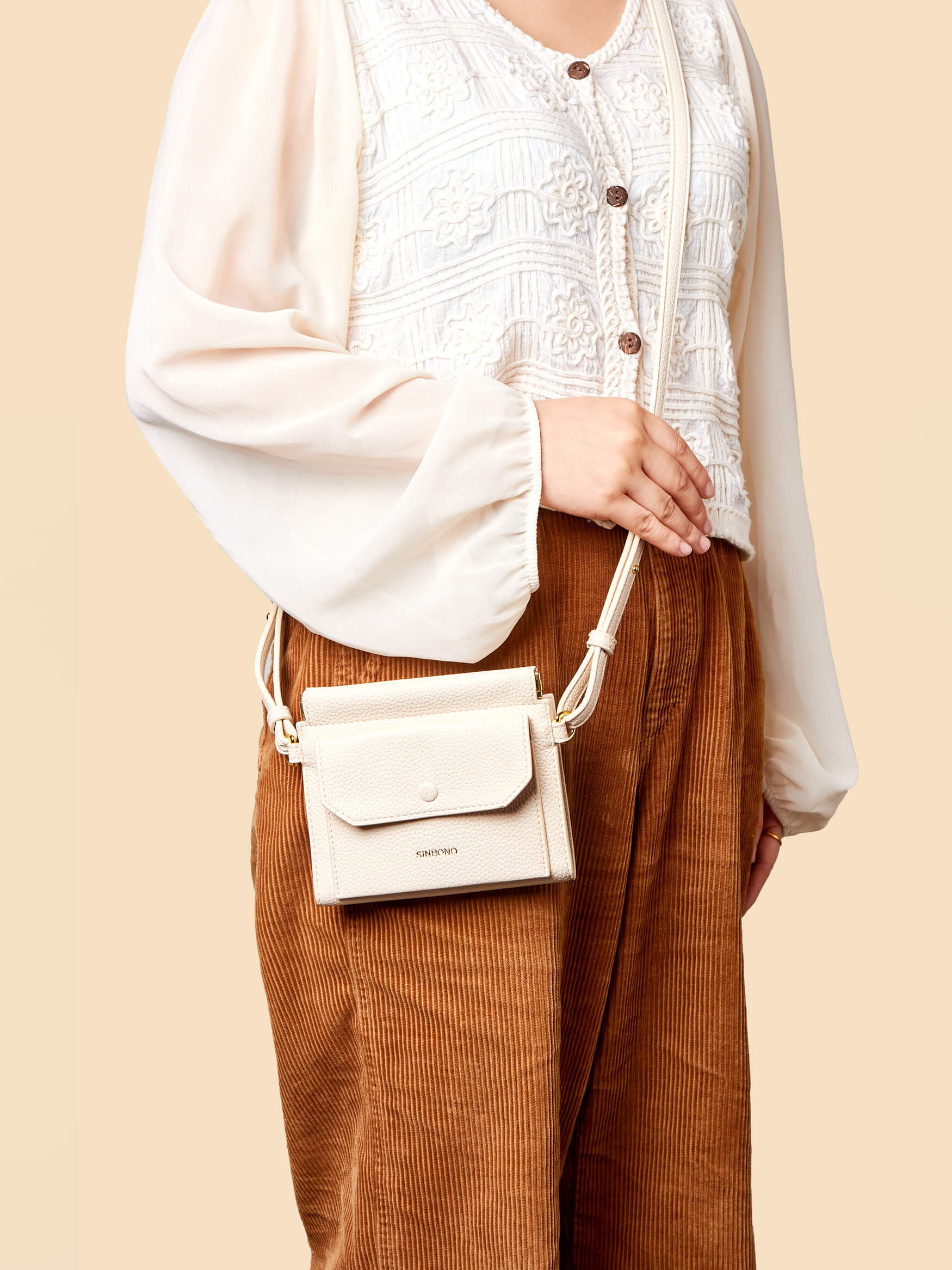 SINBONO Ivory Crossbody Bag- High-quality Soft Vegan Leather Bag