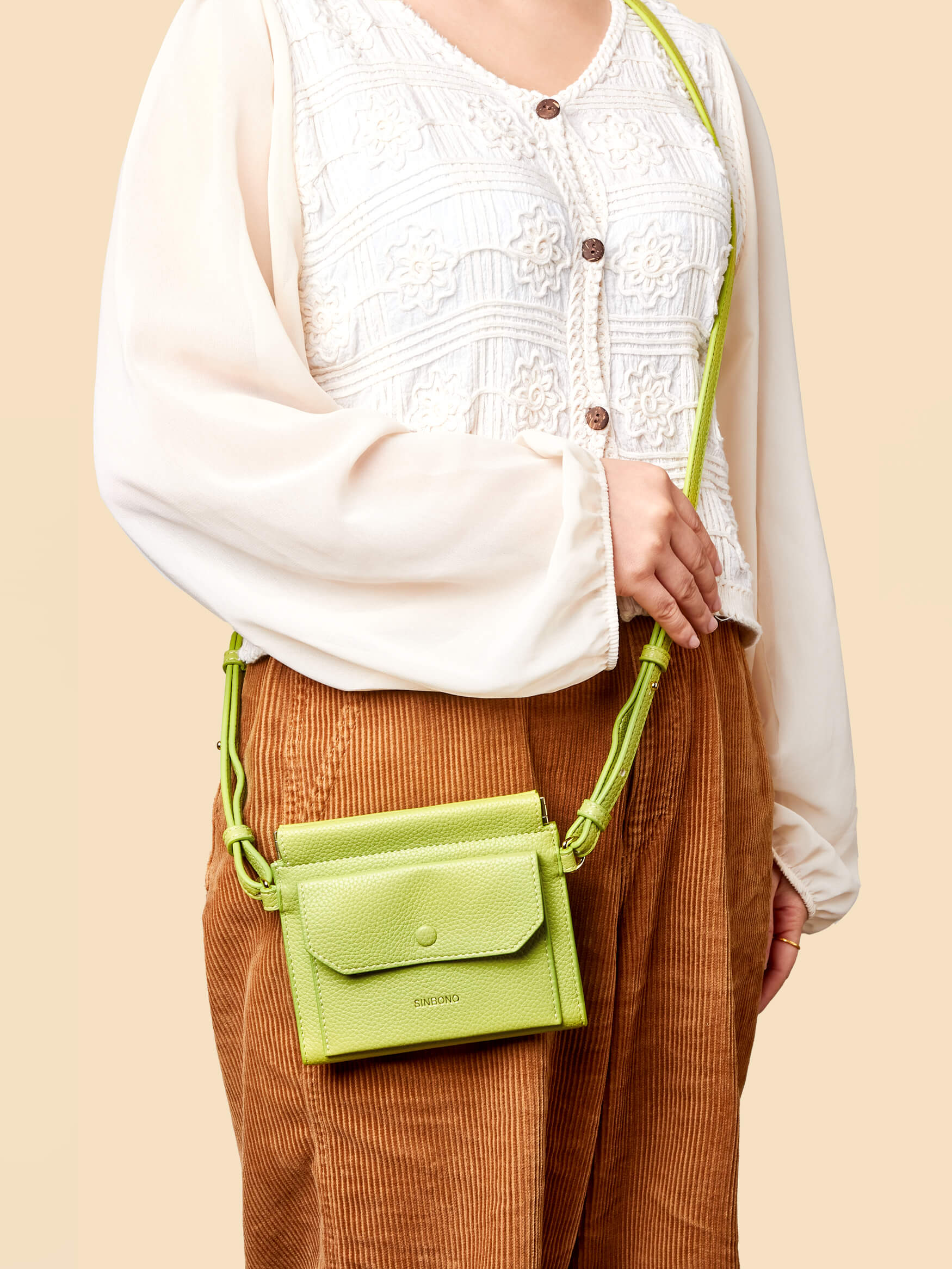 SINBONO  Lime Green Crossbody Bag- High-quality Soft Vegan Leather Bag