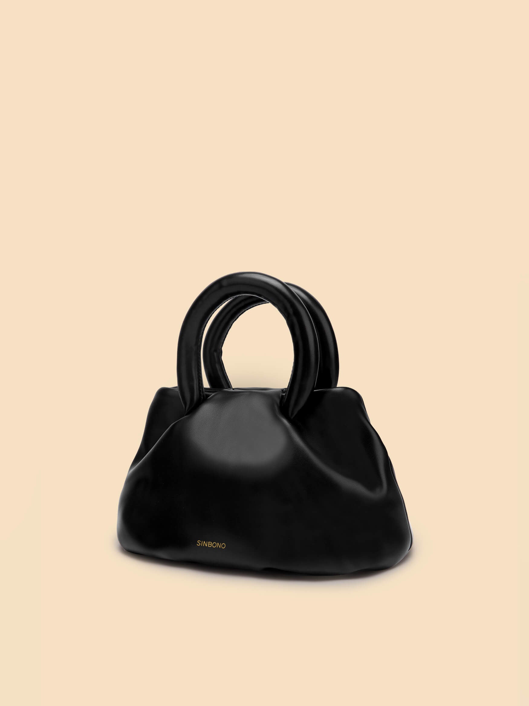 SINBONO Gal Black Leather Handbags -Vegan Leather Women Bag