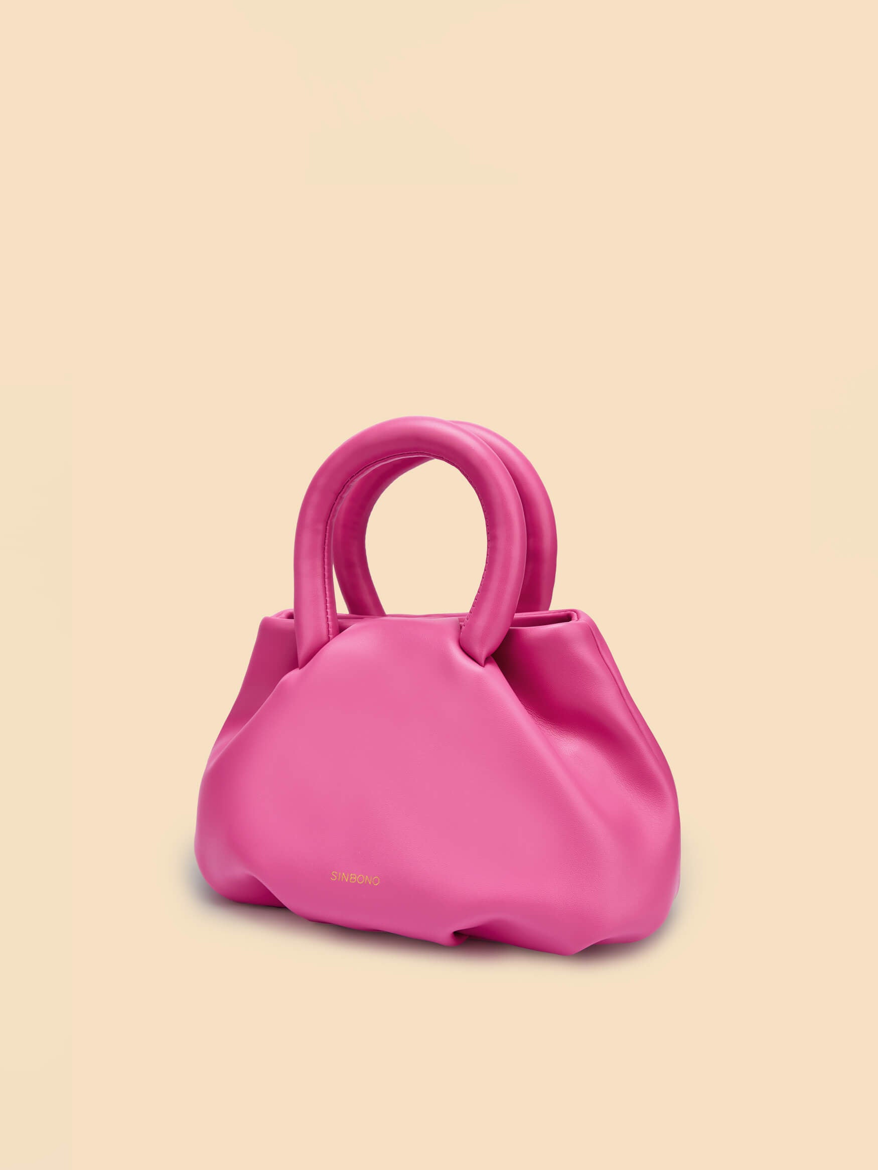 SINBONO Gal Bright Pink Leather Handbags -Vegan Leather Women Bag