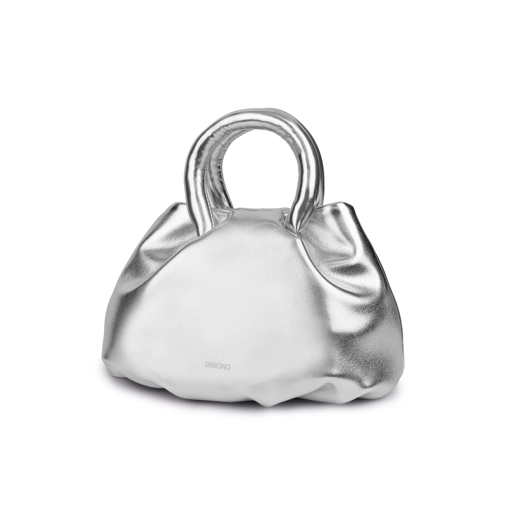 SINBONO Gal Silver Leather Handbags -Vegan Leather Women Bag