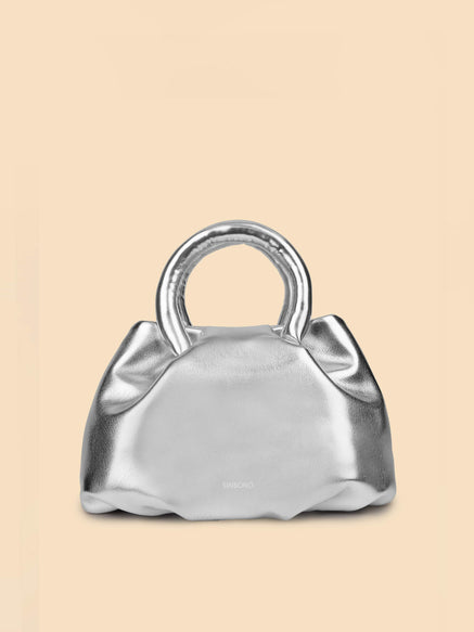 SINBONO Gal Silver Leather Handbags -Vegan Leather Women Bag