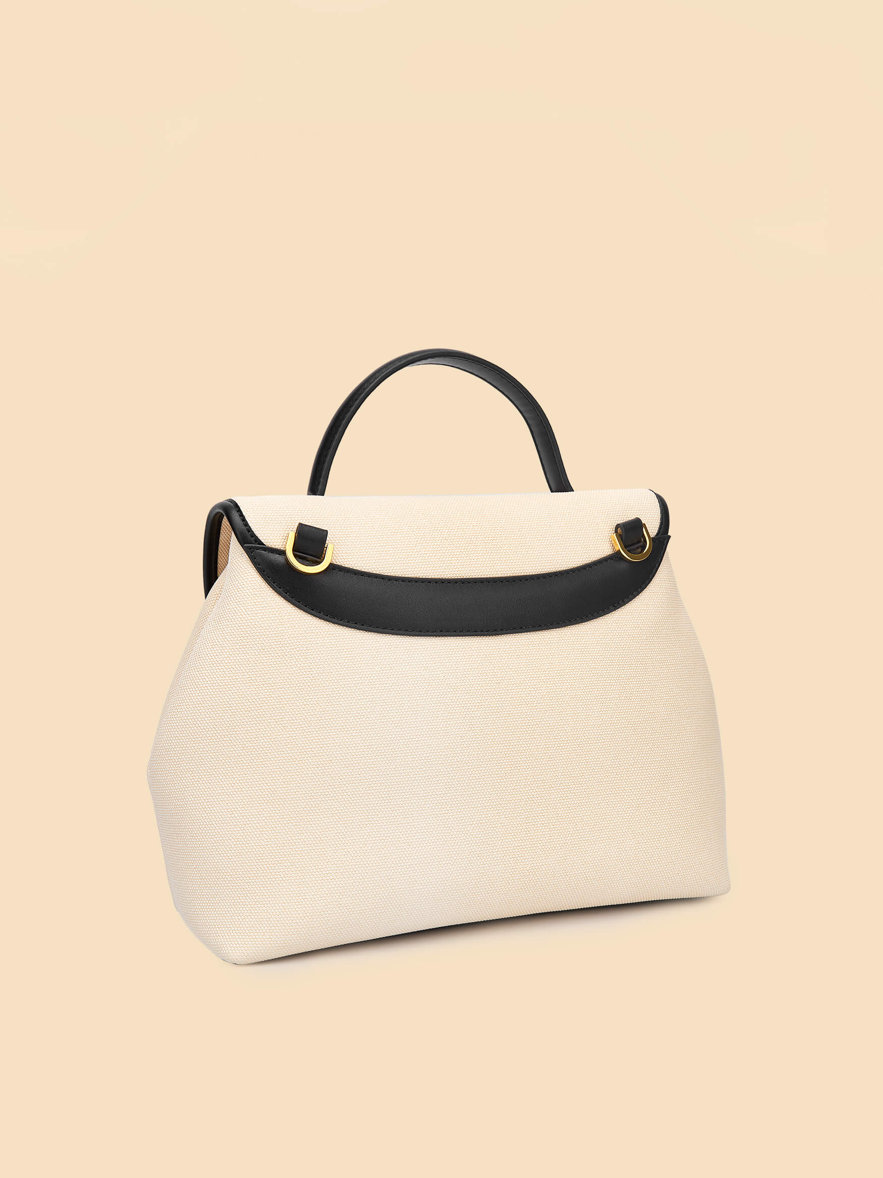 SINBONO Ivory&Black Crossbody Bag- High-quality Soft Vegan Leather Bag