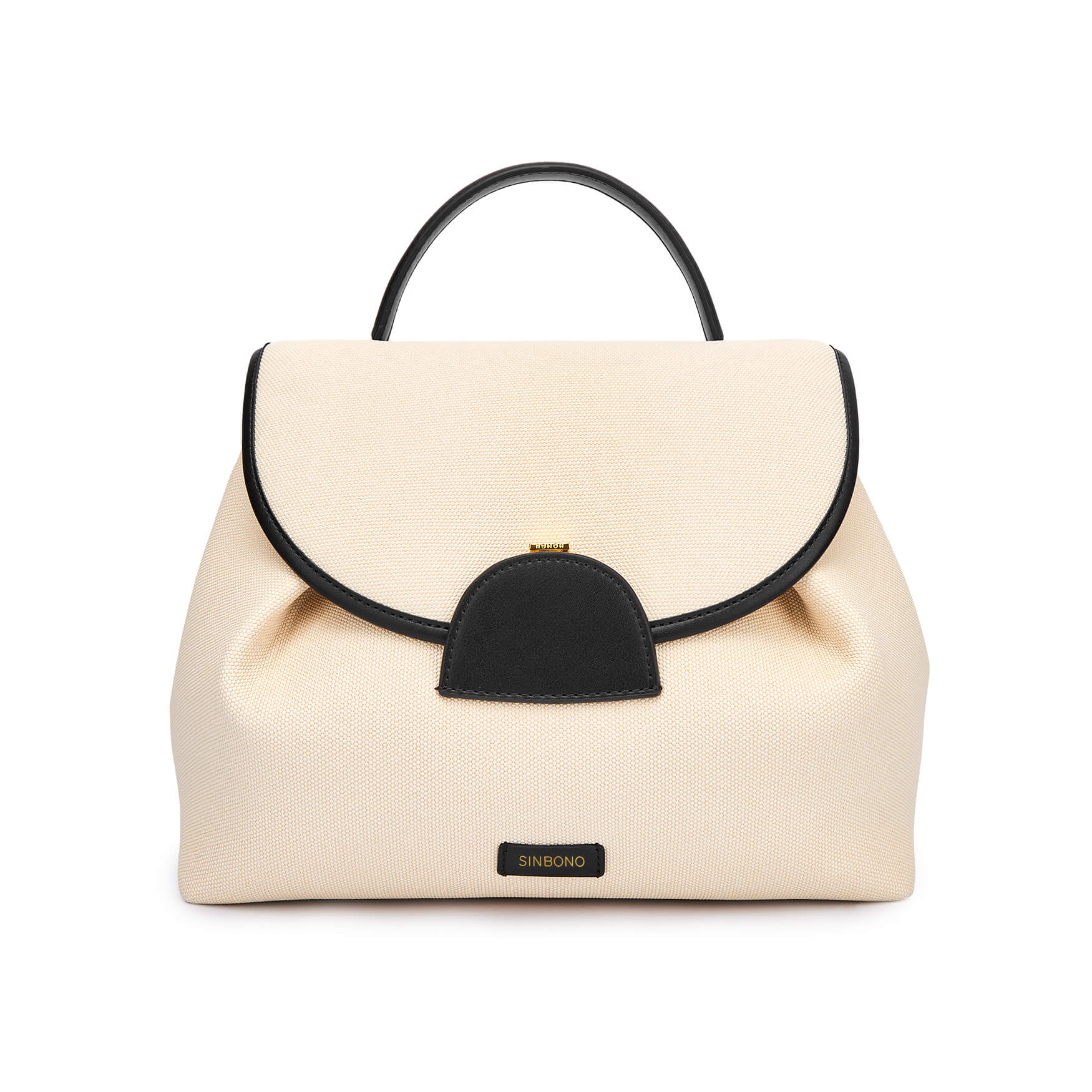 SINBONO Ivory&Black Crossbody Bag- High-quality Soft Vegan Leather Bag