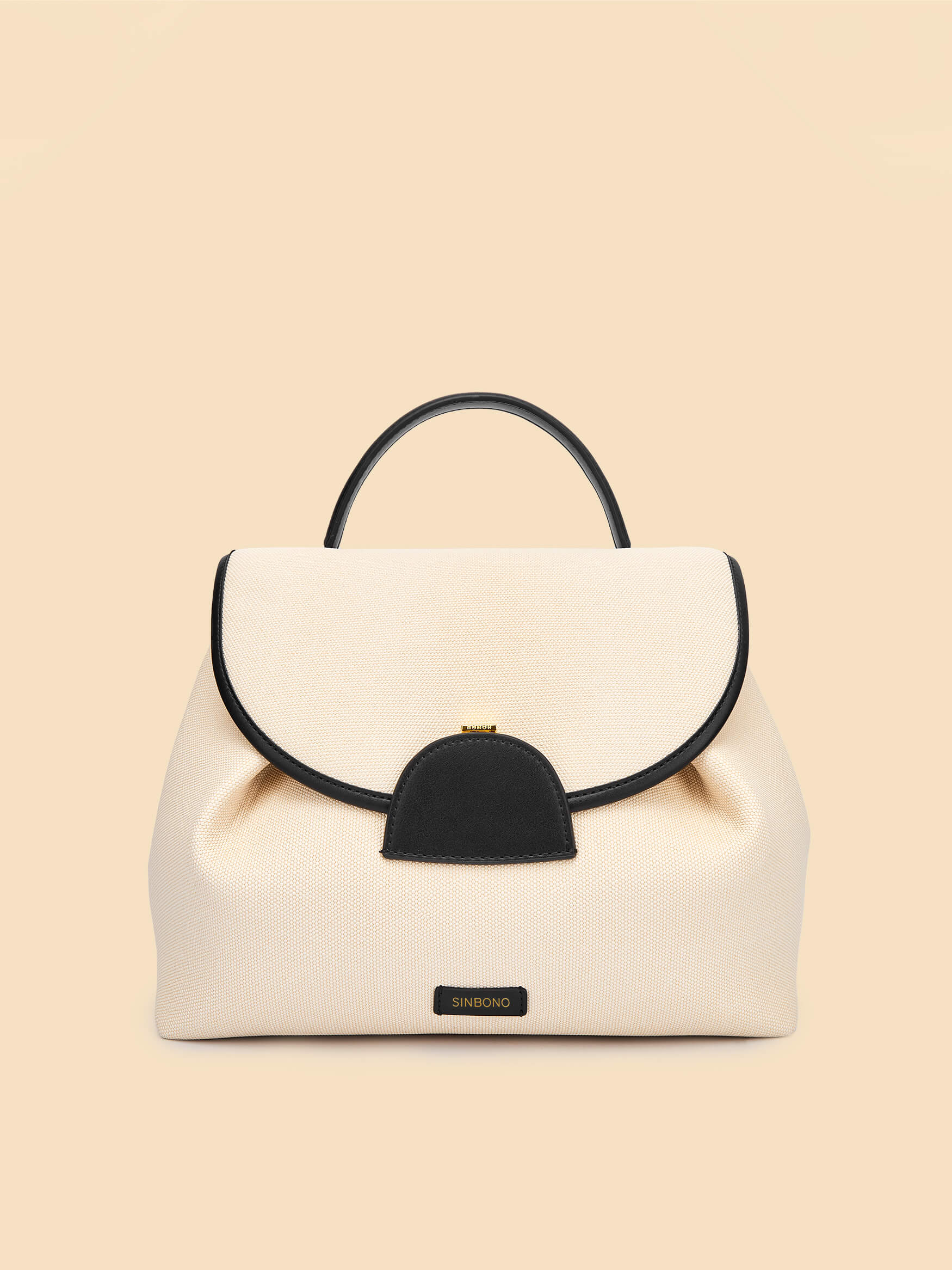 SINBONO Ivory&Black Crossbody Bag- High-quality Soft Vegan Leather Bag