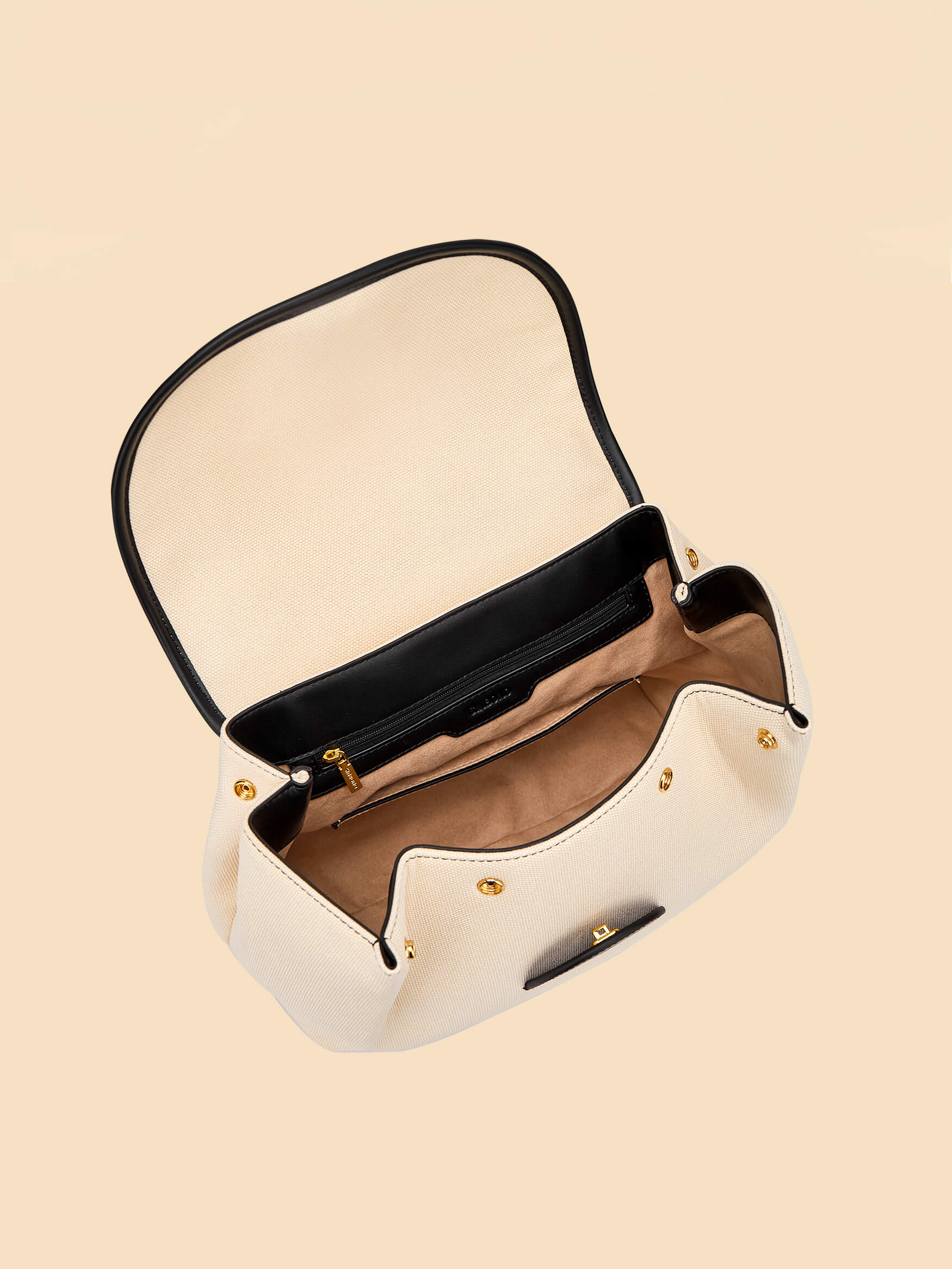 SINBONO Ivory&Black Crossbody Bag- High-quality Soft Vegan Leather Bag