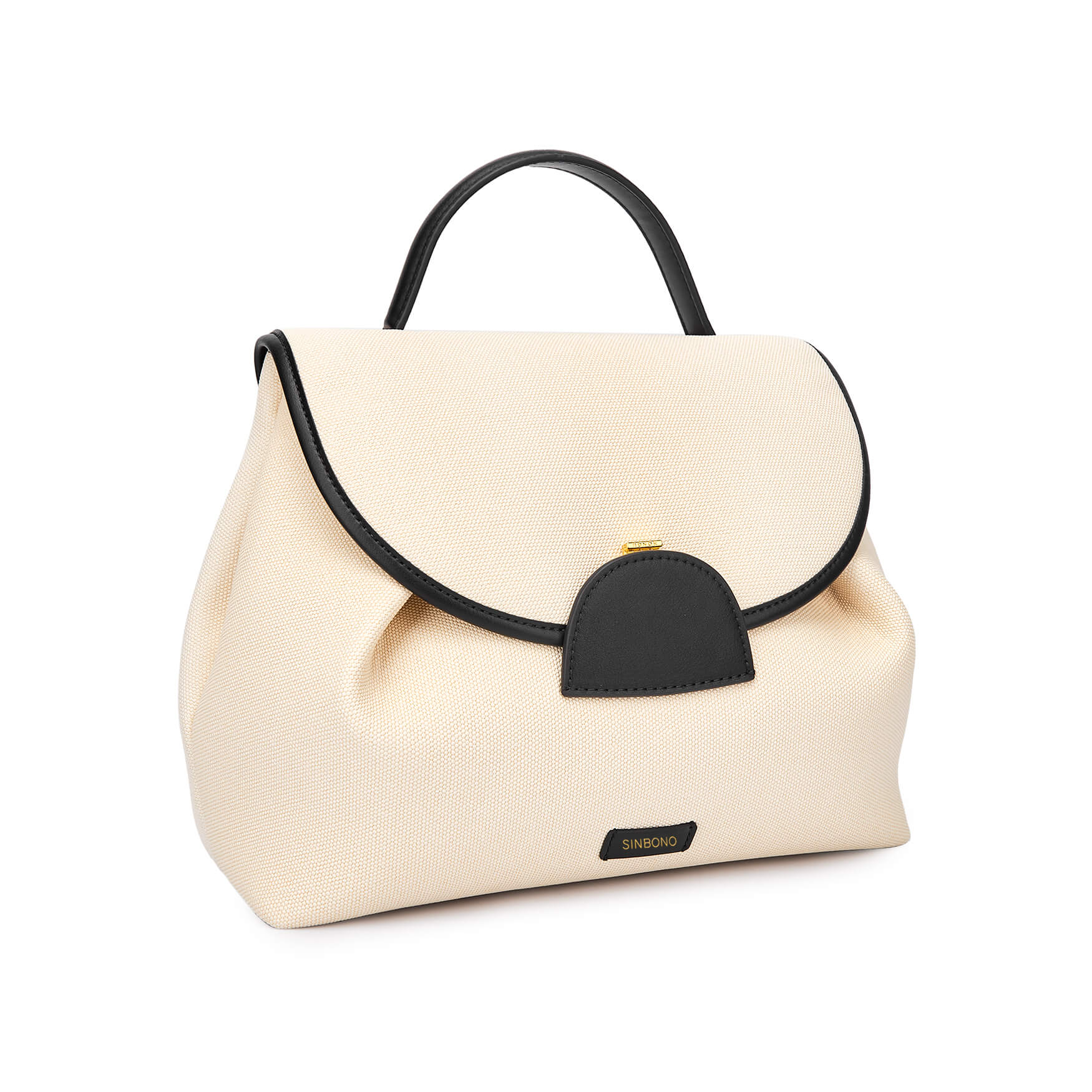 SINBONO Ivory&Black Crossbody Bag- High-quality Soft Vegan Leather Bag