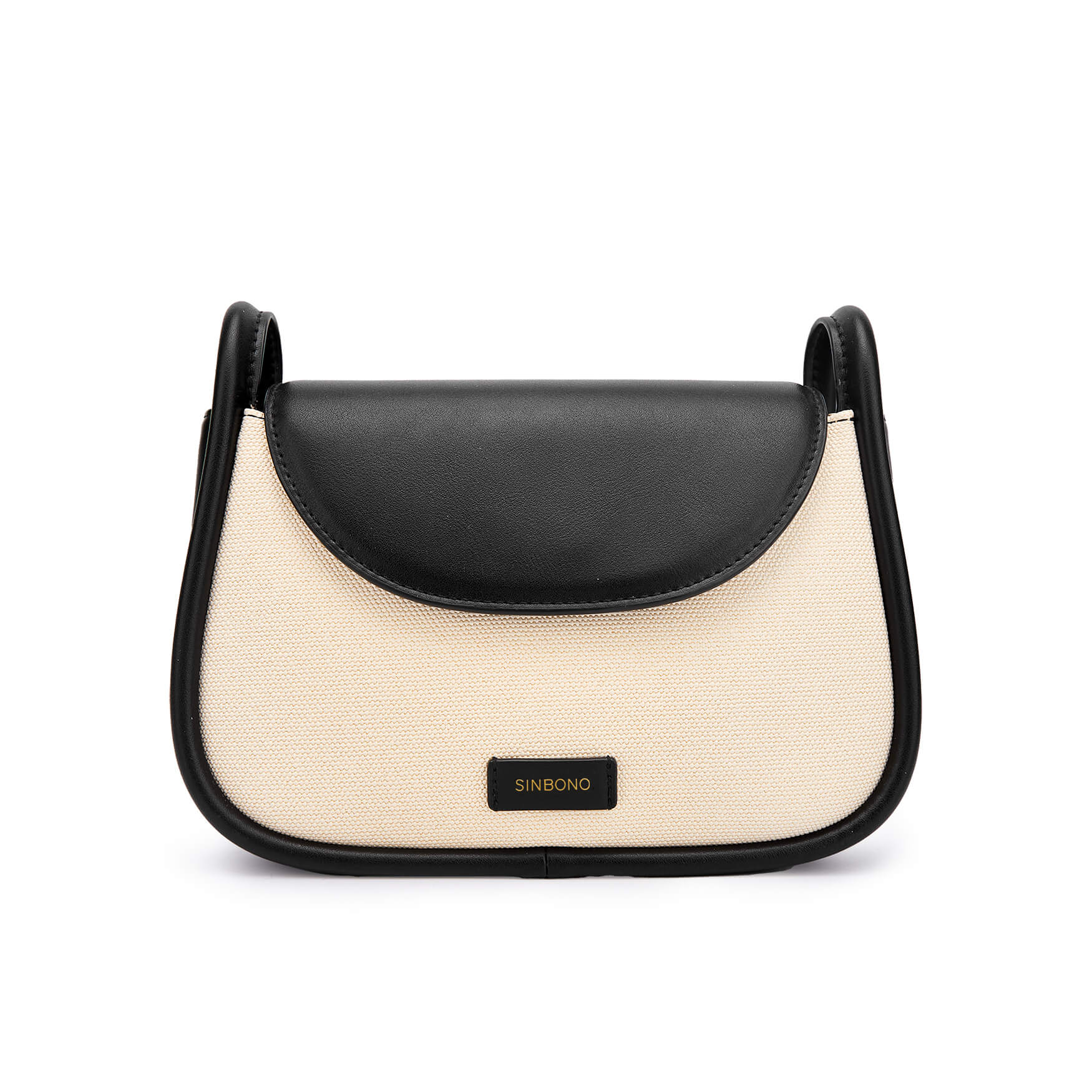 SINBONO Ivory&Black Crossbody Bag- High-quality Soft Vegan Leather Bag