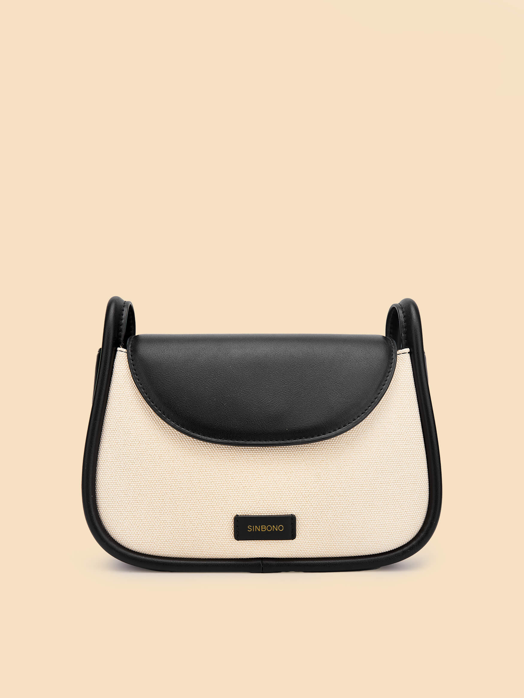 SINBONO Ivory&Black Crossbody Bag- High-quality Soft Vegan Leather Bag