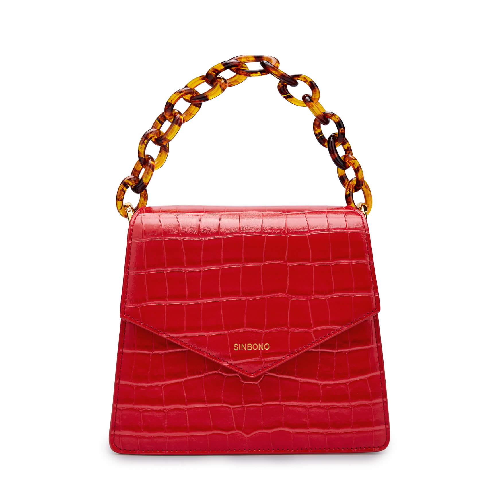 SINBONO Mia Acrylic Chain Top Handle Bag Red