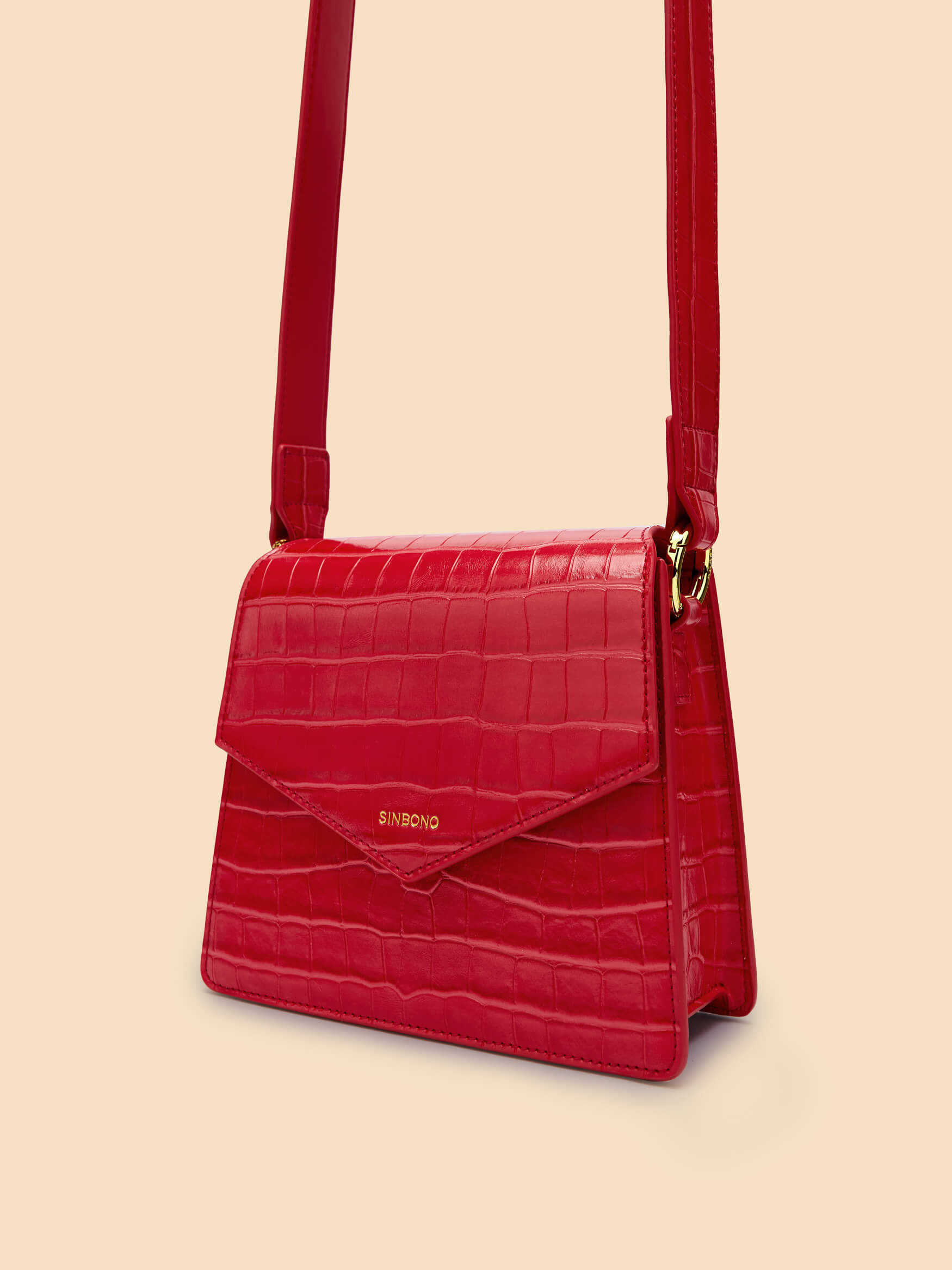 SINBONO Mia Acrylic Chain Top Handle Bag Red