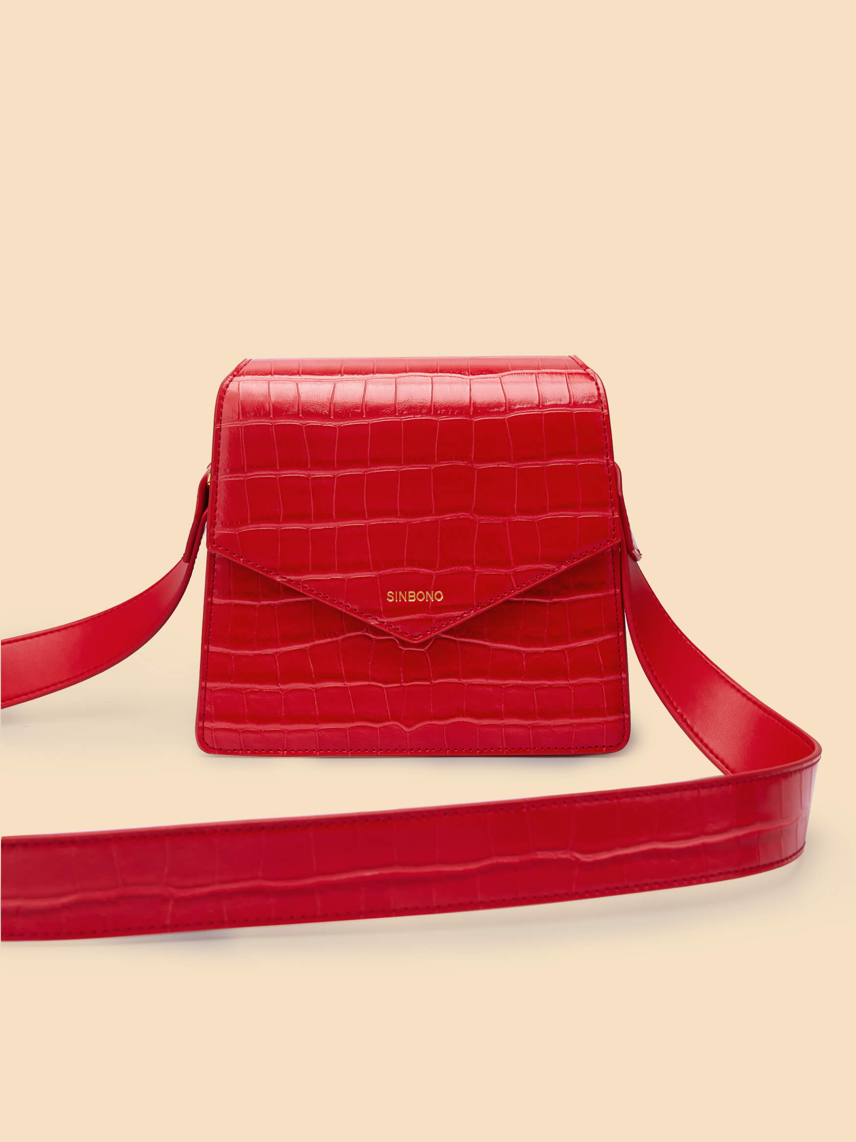 SINBONO Mia Acrylic Chain Top Handle Bag Red