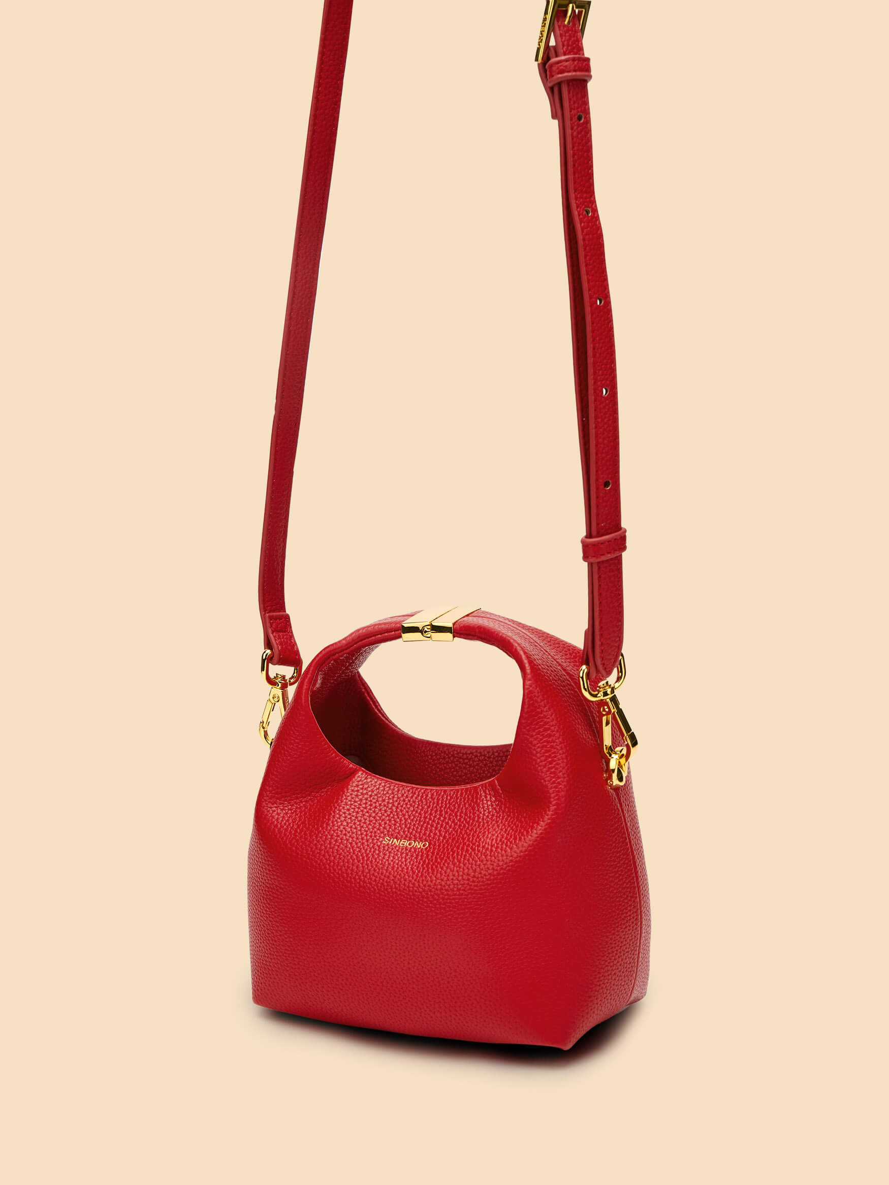 SINBONO Small Vivienne Top Handle Crossbody Bag Red