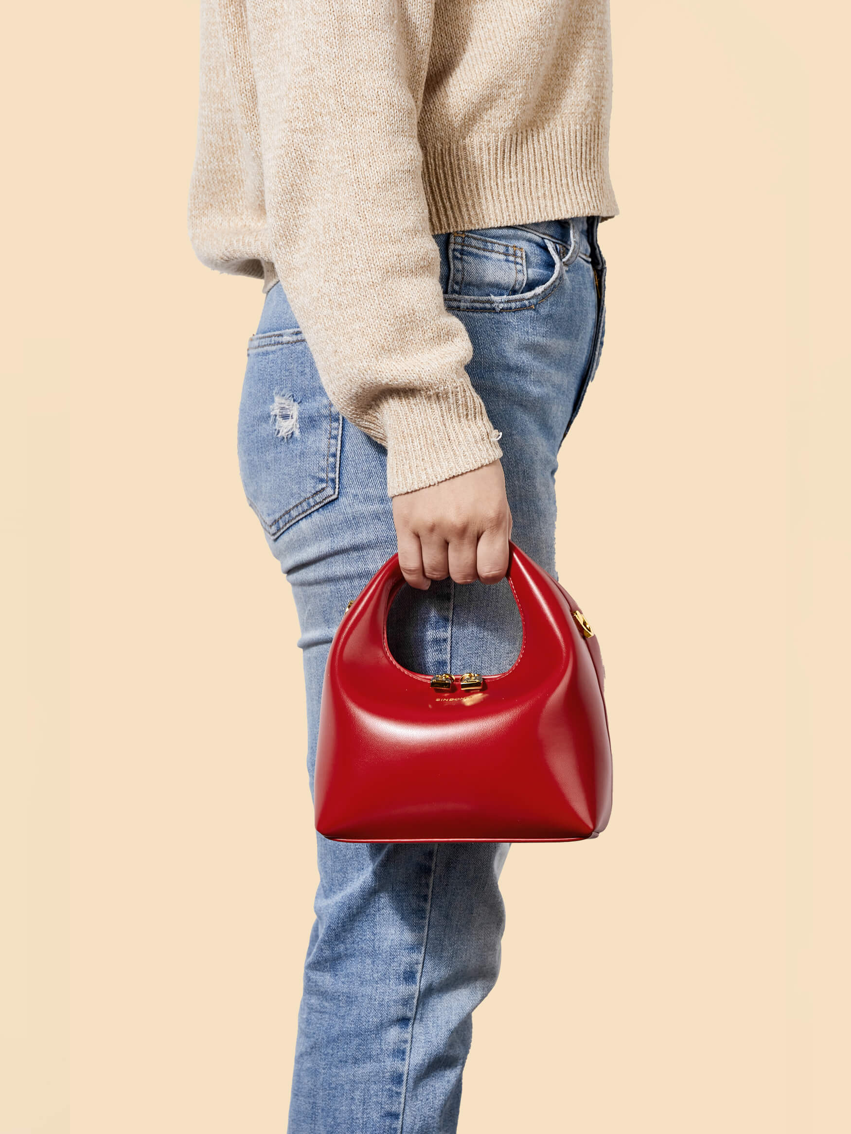 HOBO Red Leather Crossbody Bag with Silver offers Chain Strap