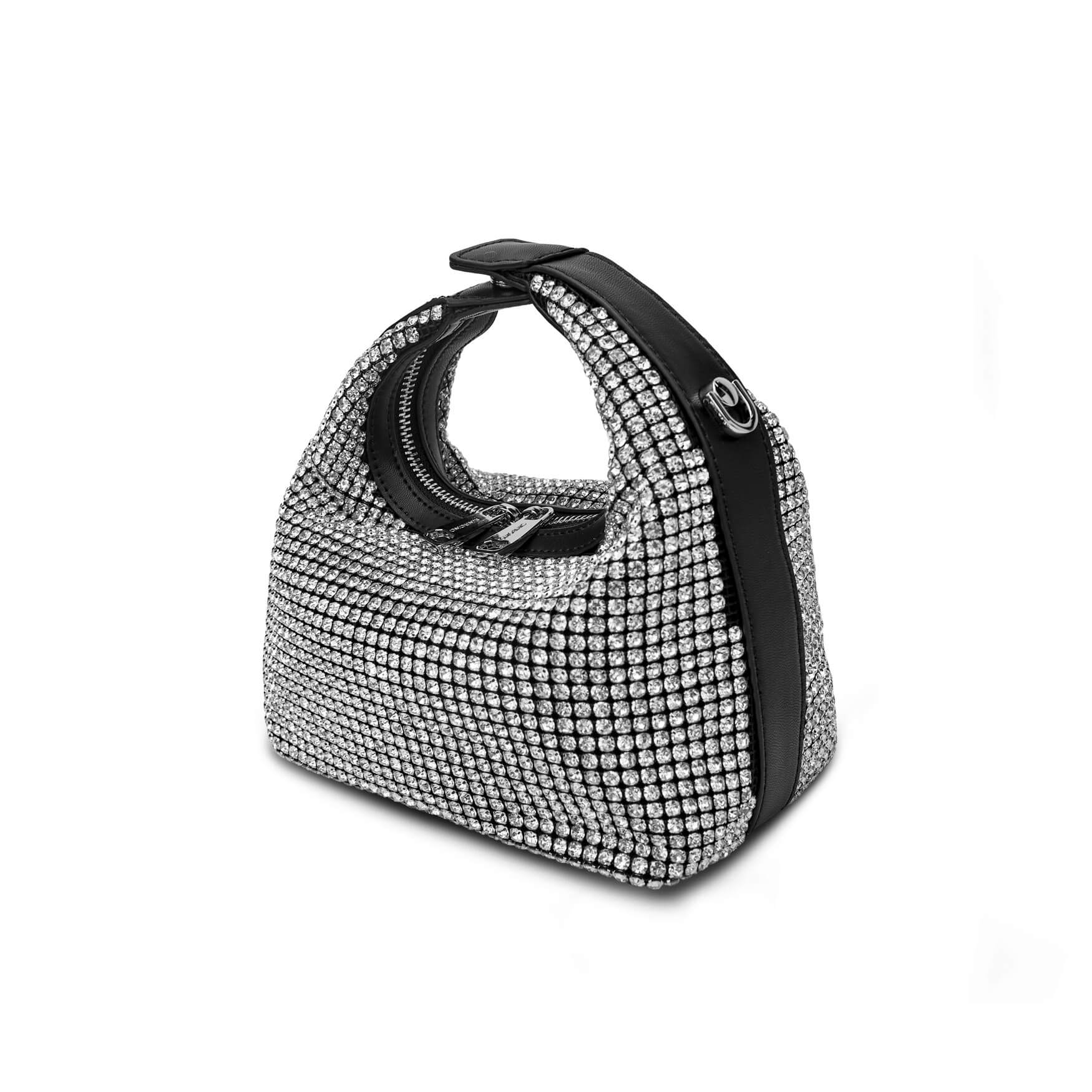 SINBONO Vienna Silver Rhinestone Leather Handbags -Vegan Leather Women Bag