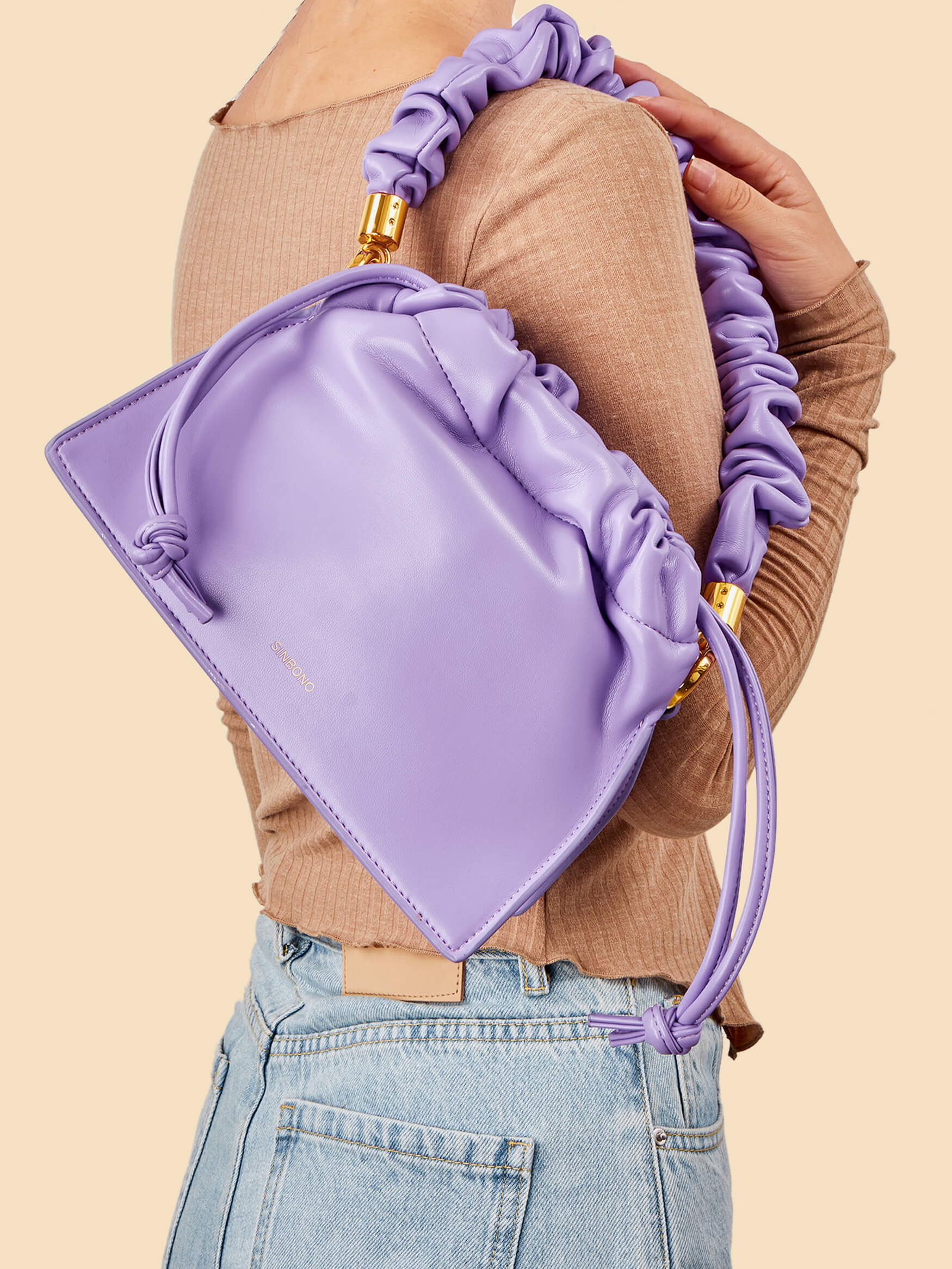 SINBONO Drawstring Vegan Handbag Purple