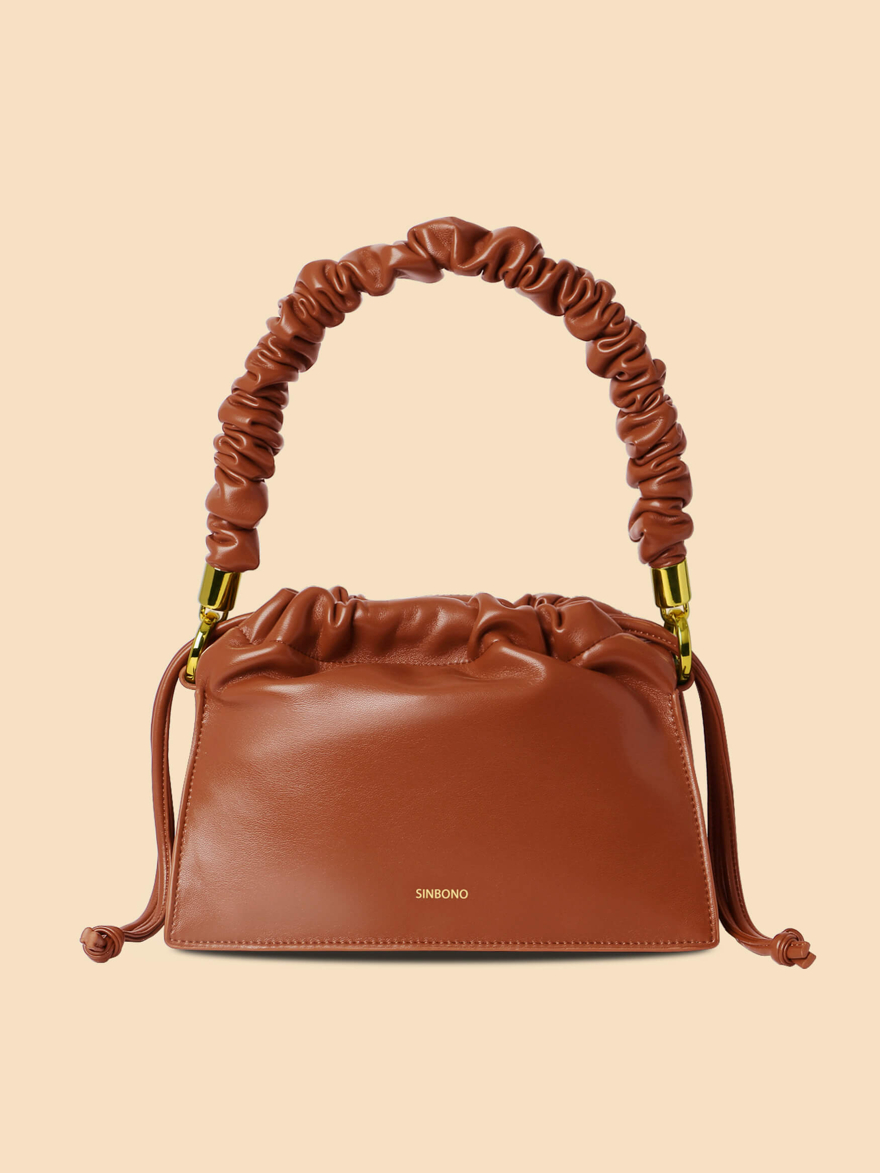 SINBONO Drawstring Vegan Handbag Brown