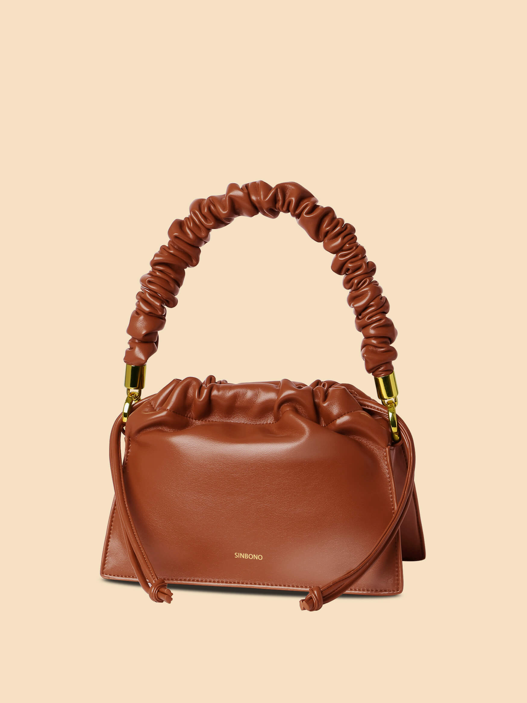 SINBONO Drawstring Vegan Handbag Brown