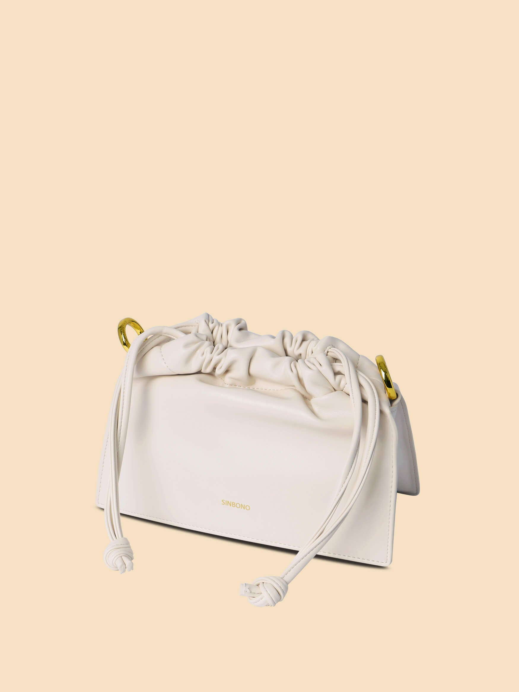 SINBONO Drawstring Vegan Handbag Ivory