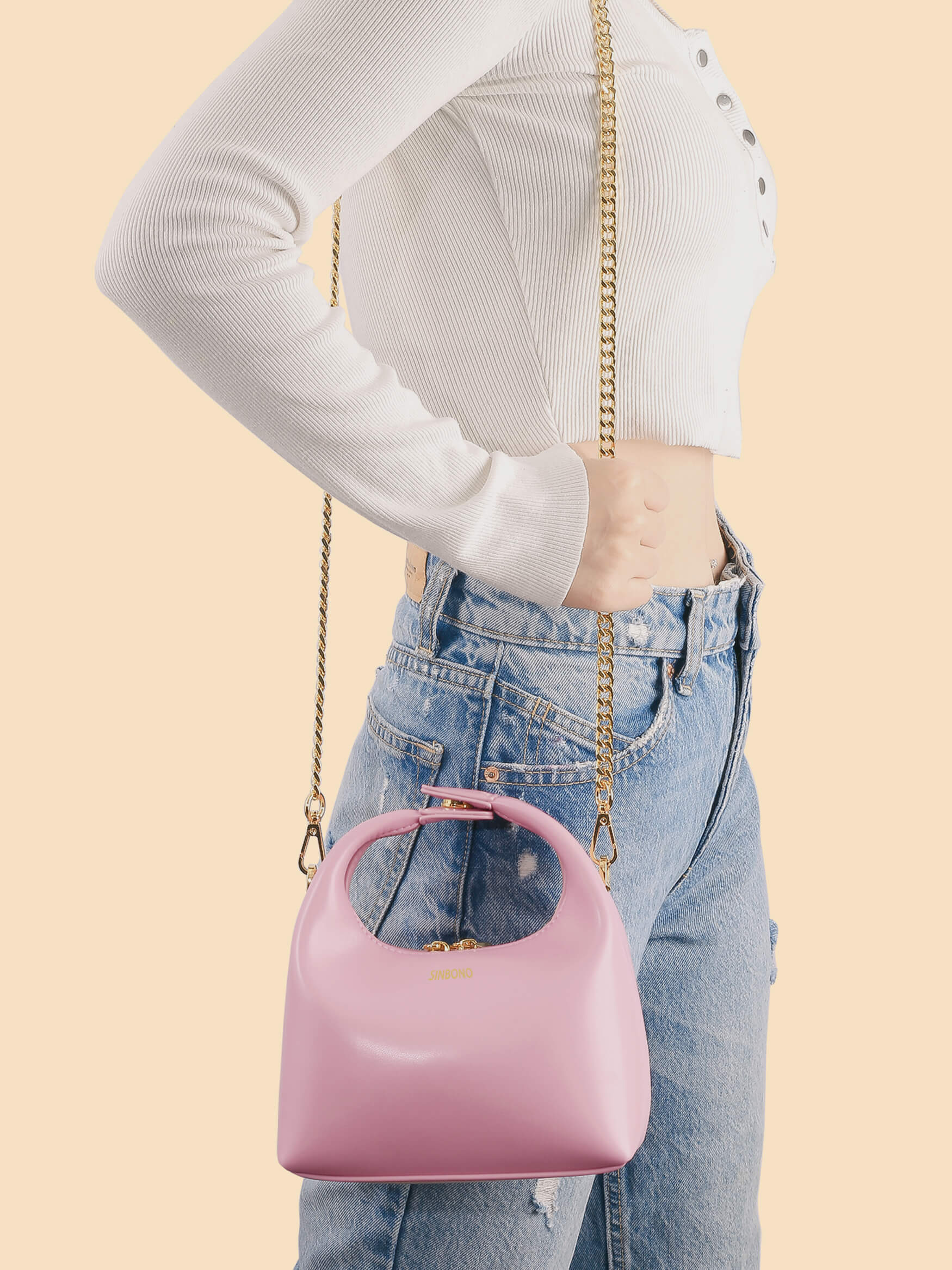 Pink vegan leather crossbody bag / cross body handbag / small handbag store / faux leather handbag / vegan leather purse