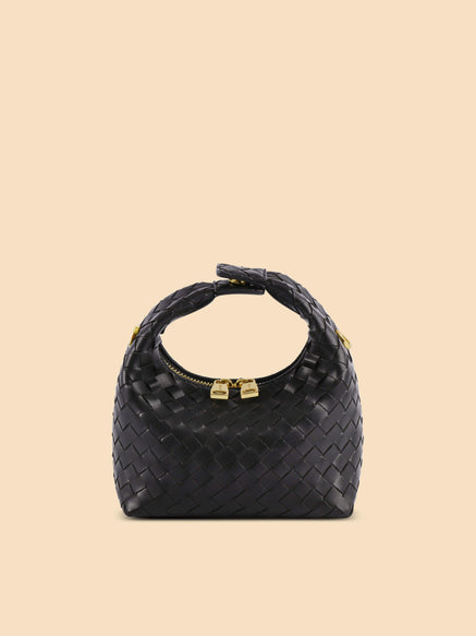 SINBONO Vienna Black Braided Leather Handbags -Vegan Leather Women Bag