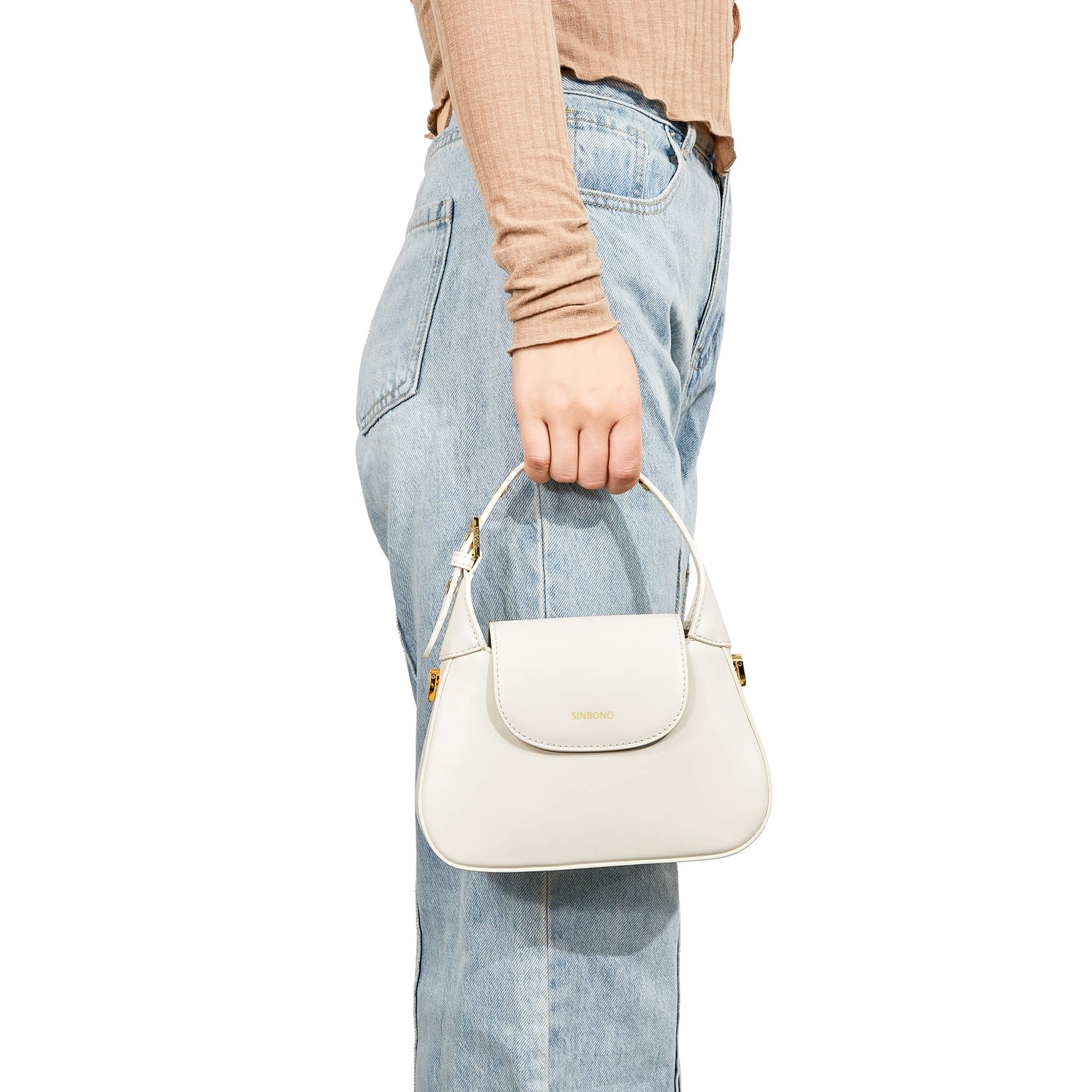 SINBONO Alice Top Handle Crossbody Bag White