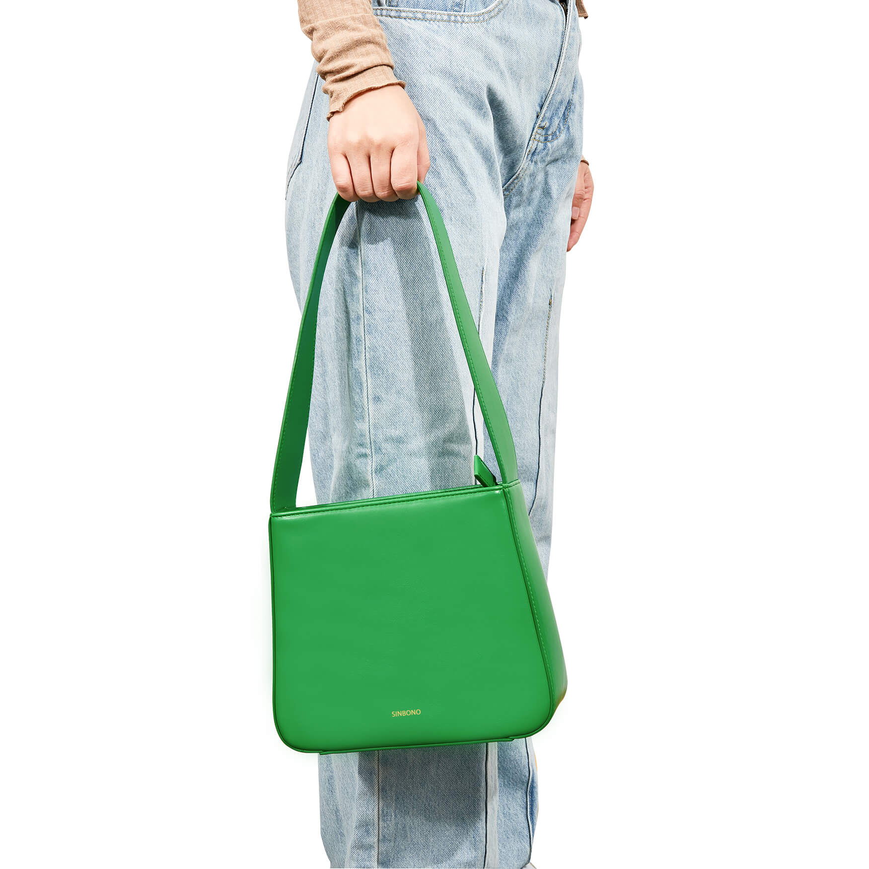 SINBONO Women Shoulder Square Bag Grass Green - Vegan Leather Shoulder Bag