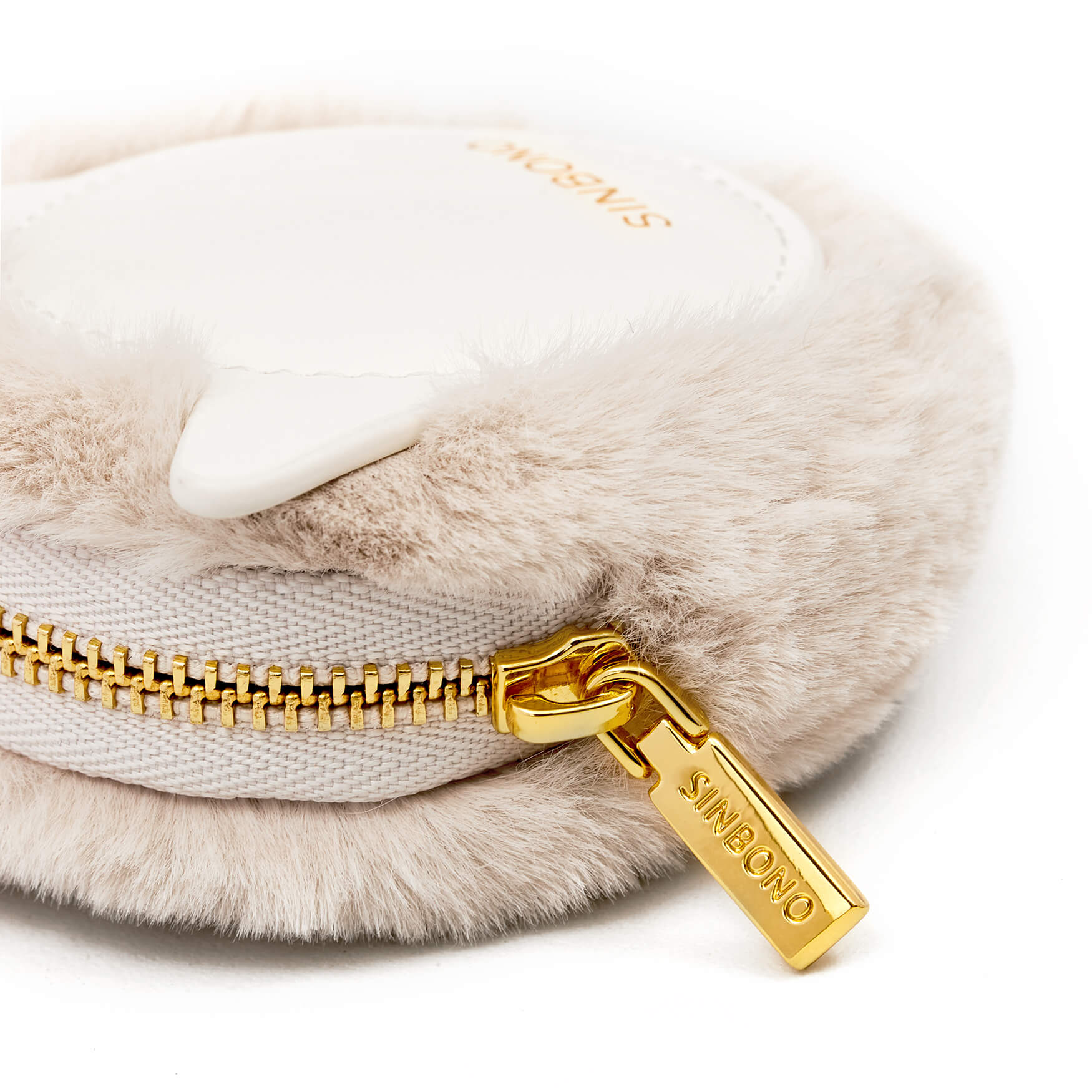 SINBONO Faux Rabbit Fur Earphone Case Light Beige