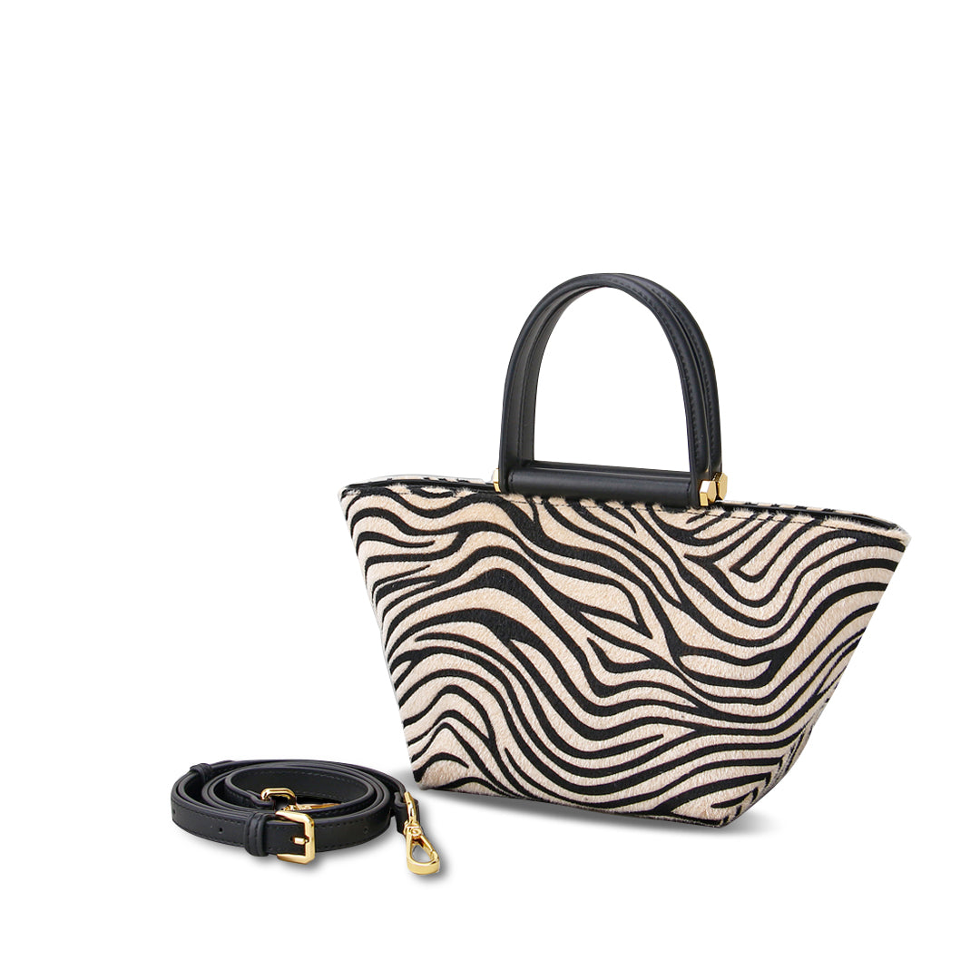 SINBONO Hand bag Vegan Handbags Beige Zebra Pattern