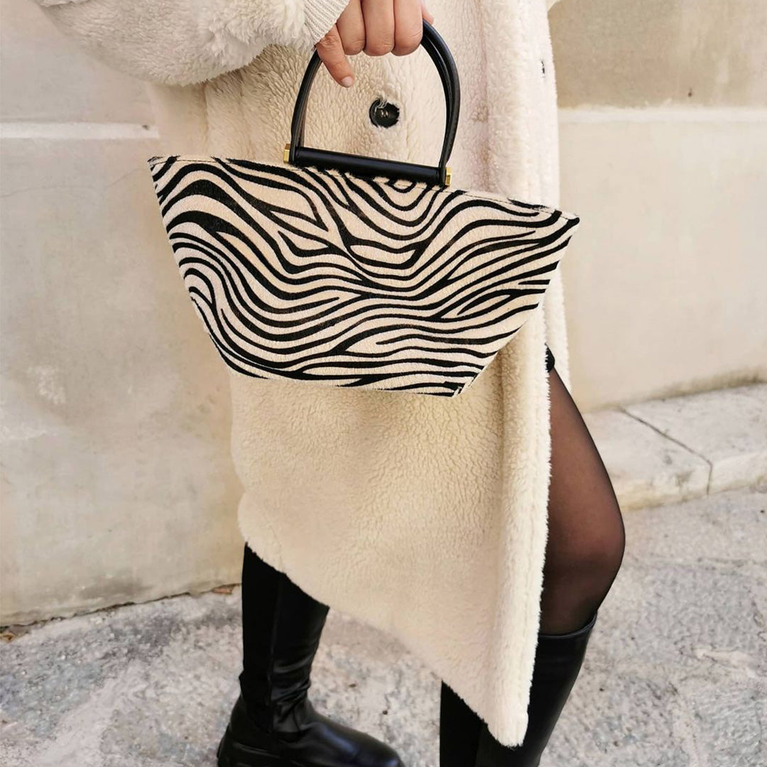 SINBONO Hand bag Vegan Handbags Beige Zebra Pattern